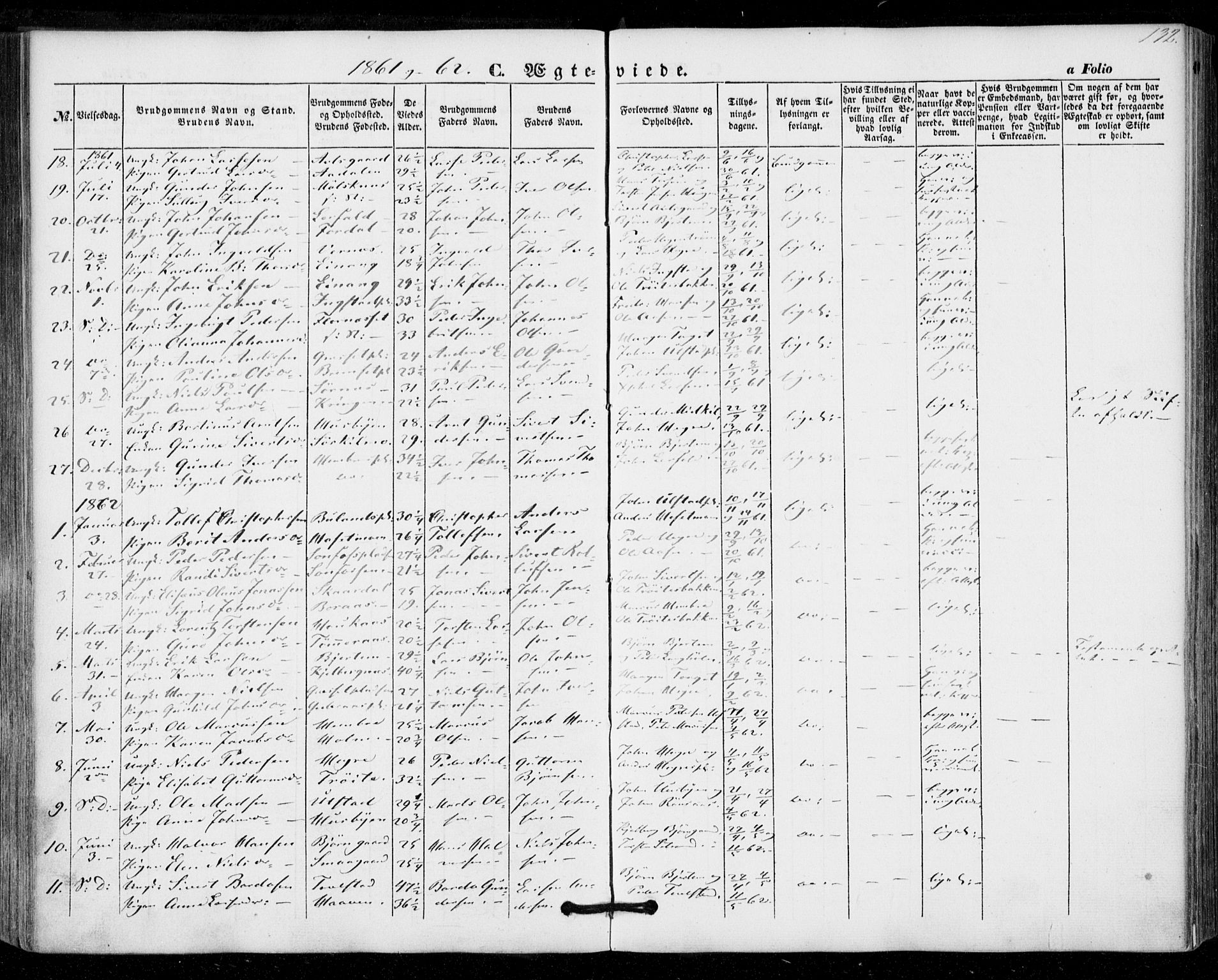 Ministerialprotokoller, klokkerbøker og fødselsregistre - Nord-Trøndelag, AV/SAT-A-1458/703/L0028: Parish register (official) no. 703A01, 1850-1862, p. 132