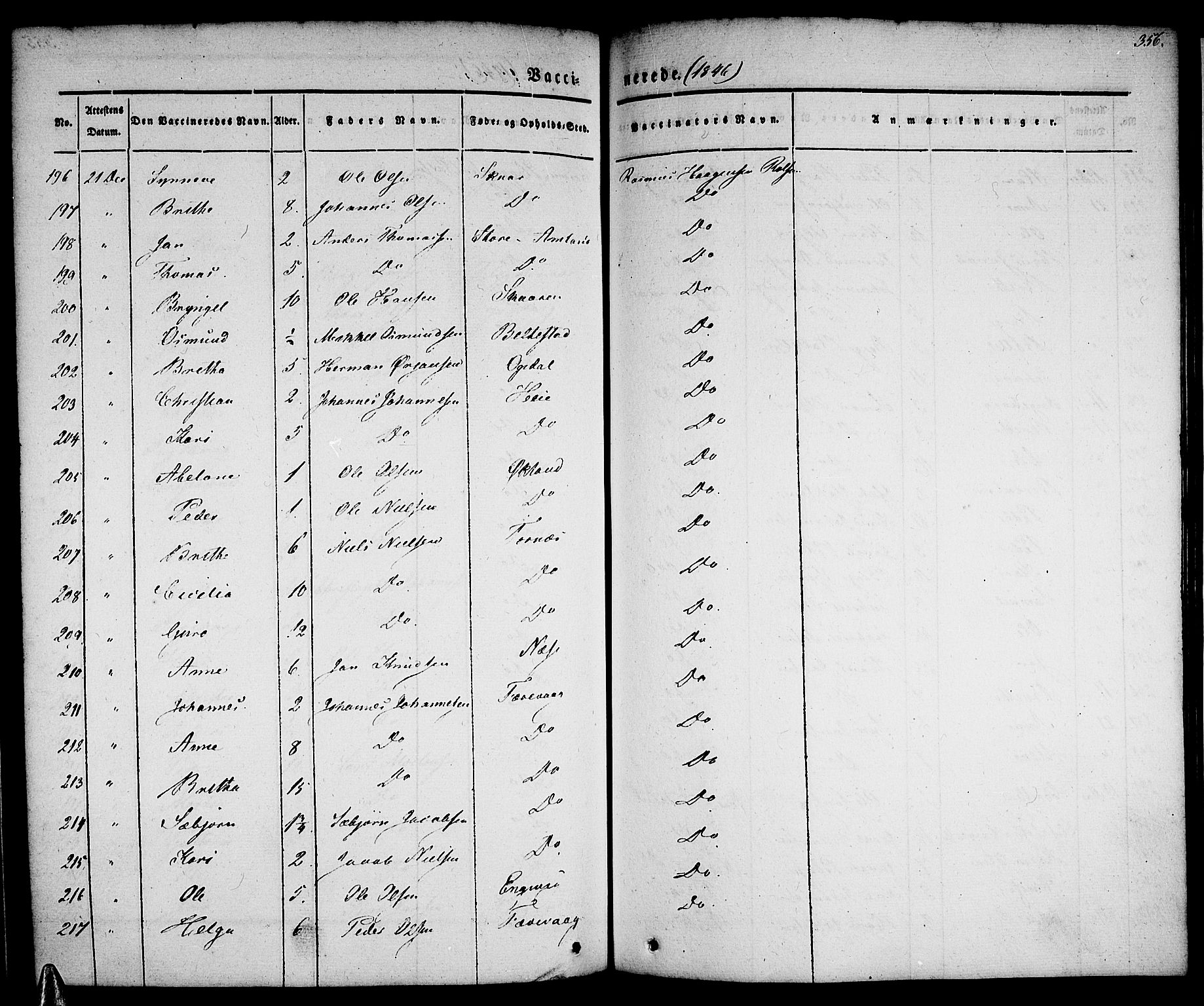 Tysnes sokneprestembete, AV/SAB-A-78601/H/Haa: Parish register (official) no. A 9, 1837-1848, p. 356