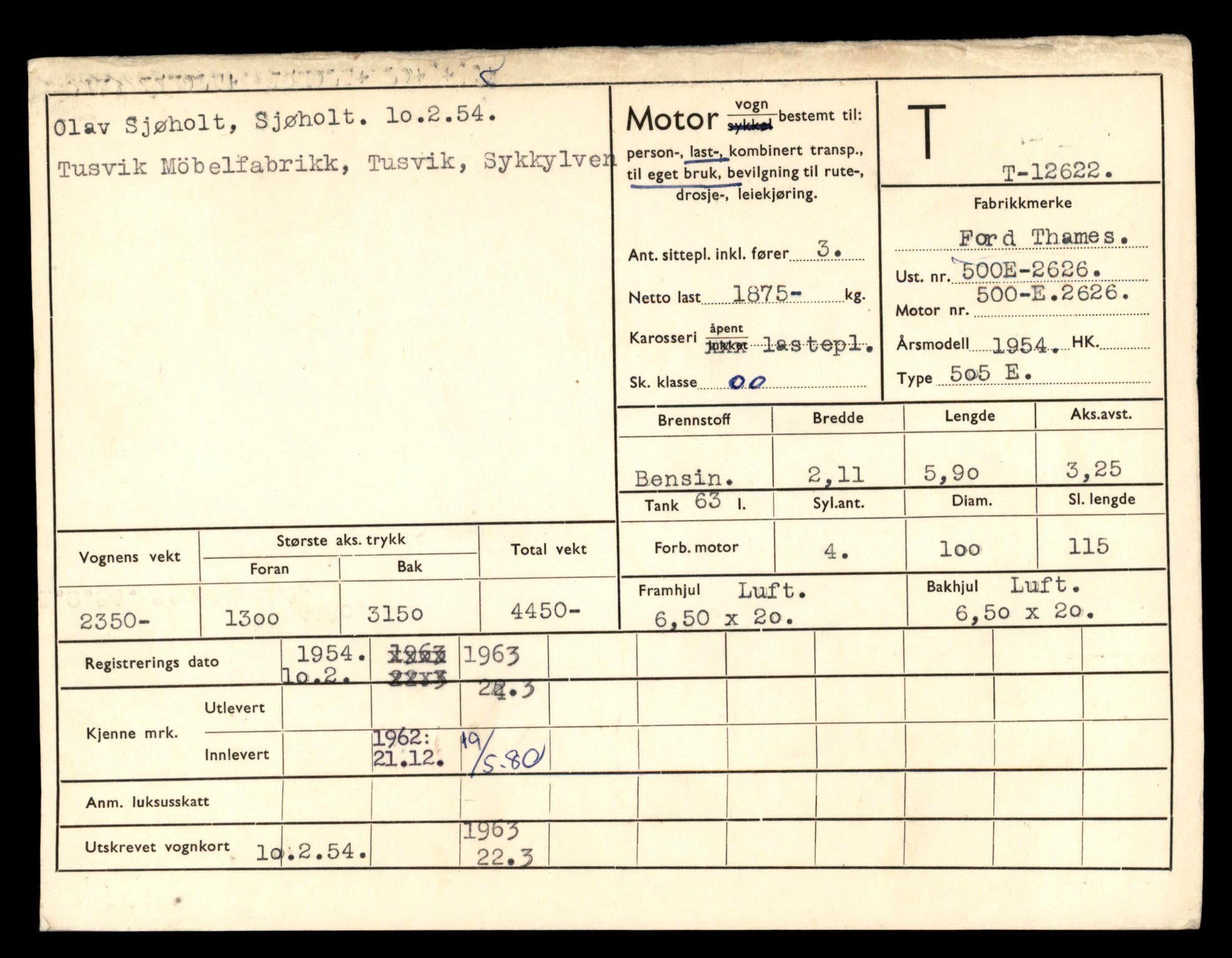 Møre og Romsdal vegkontor - Ålesund trafikkstasjon, AV/SAT-A-4099/F/Fe/L0034: Registreringskort for kjøretøy T 12500 - T 12652, 1927-1998, p. 2380