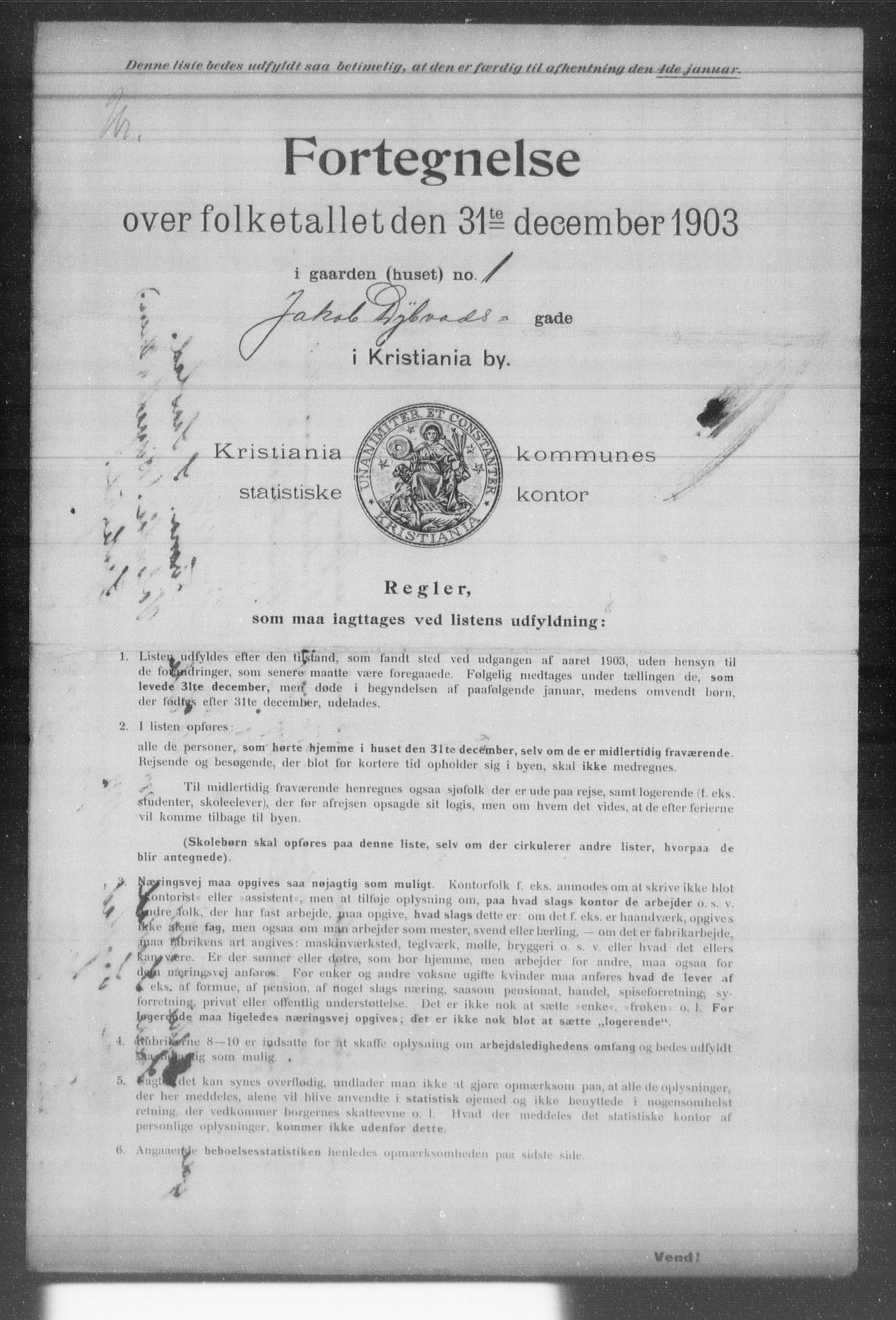 OBA, Municipal Census 1903 for Kristiania, 1903, p. 3614