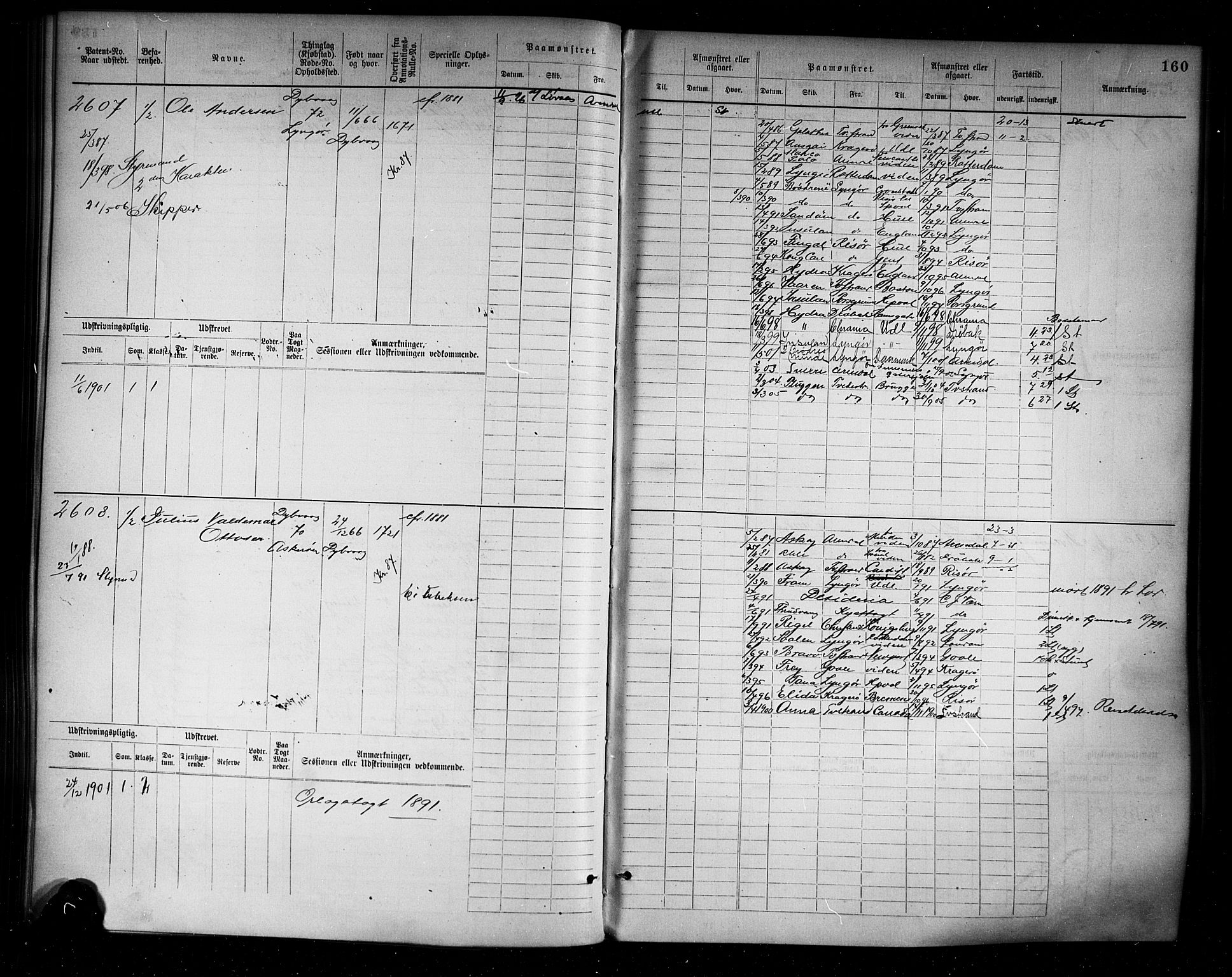 Tvedestrand mønstringskrets, AV/SAK-2031-0011/F/Fb/L0004: Hovedrulle A nr 2289-3056, R-5, 1880-1910, p. 165