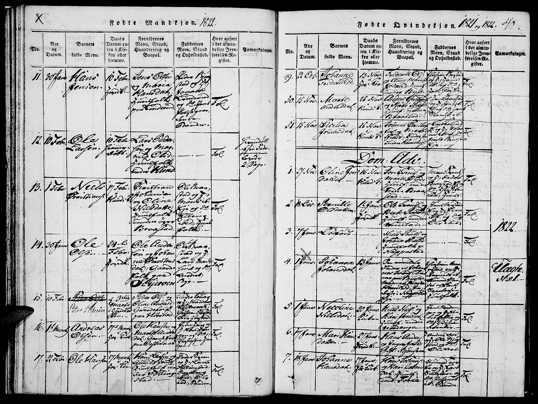 Vardal prestekontor, SAH/PREST-100/H/Ha/Haa/L0004: Parish register (official) no. 4, 1814-1831, p. 40