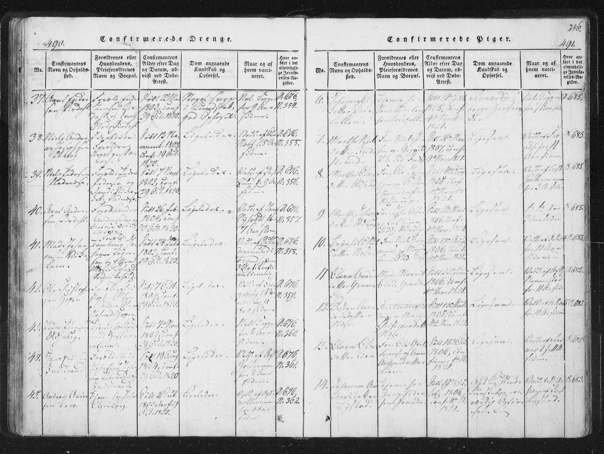 Ministerialprotokoller, klokkerbøker og fødselsregistre - Sør-Trøndelag, SAT/A-1456/659/L0734: Parish register (official) no. 659A04, 1818-1825, p. 490-491