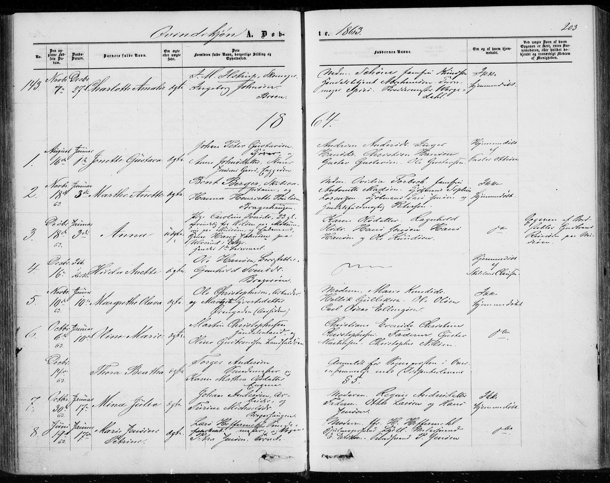 Bragernes kirkebøker, AV/SAKO-A-6/F/Fb/L0003: Parish register (official) no. II 3, 1860-1868, p. 203