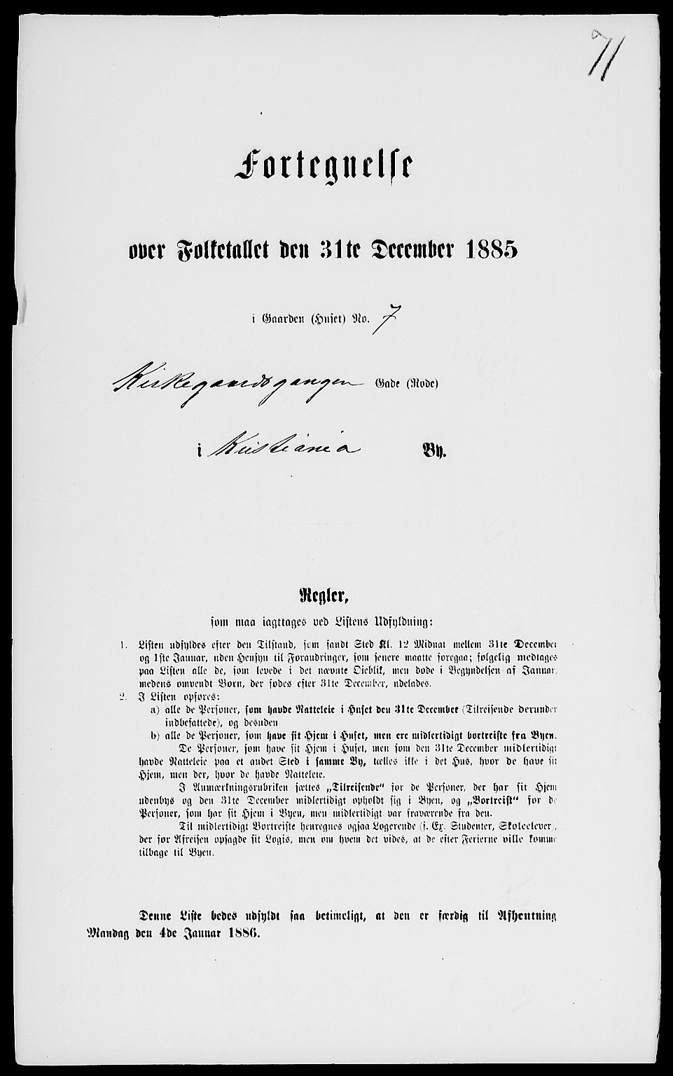 RA, 1885 census for 0301 Kristiania, 1885, p. 2520