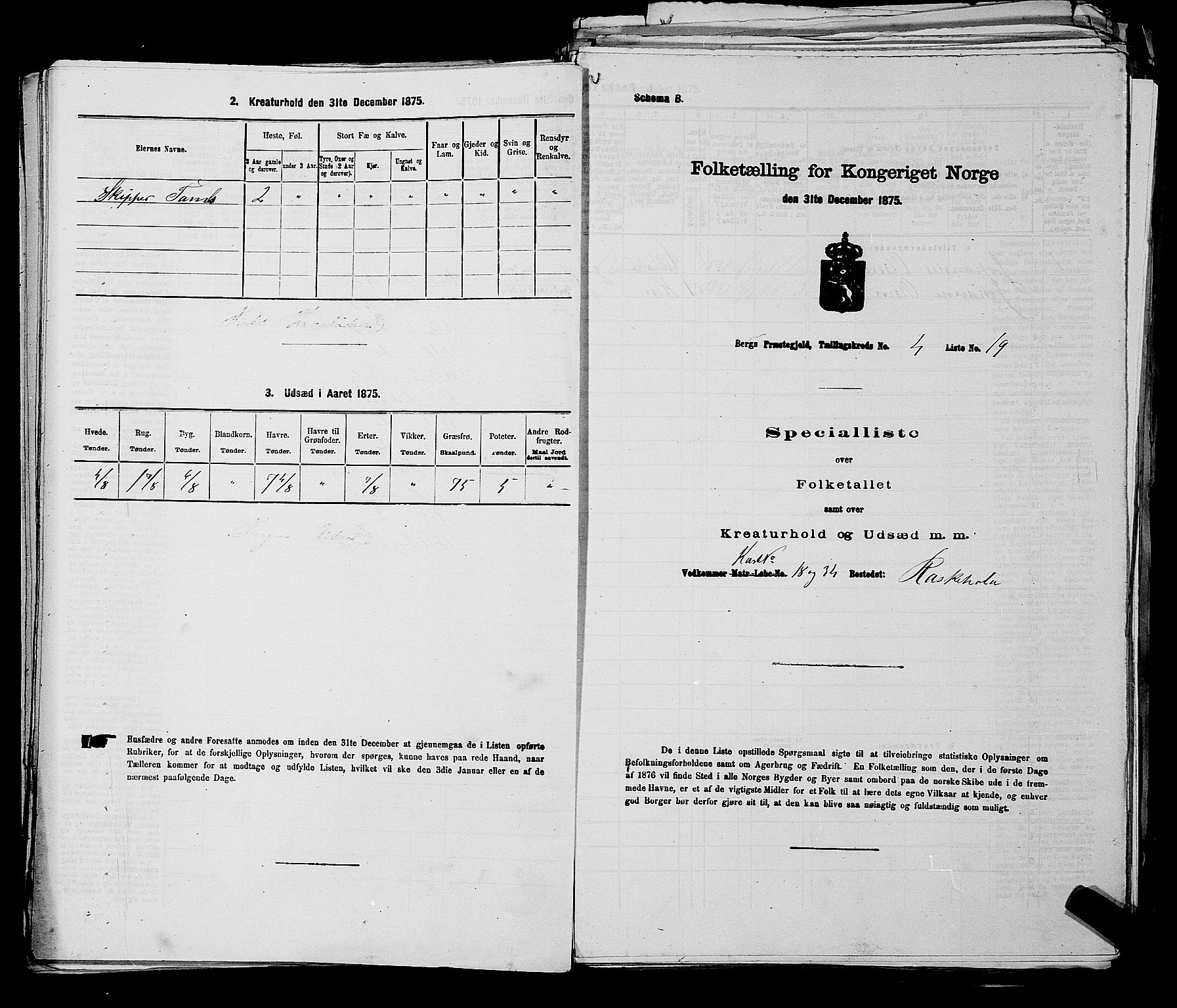 RA, 1875 census for 0116P Berg, 1875, p. 475