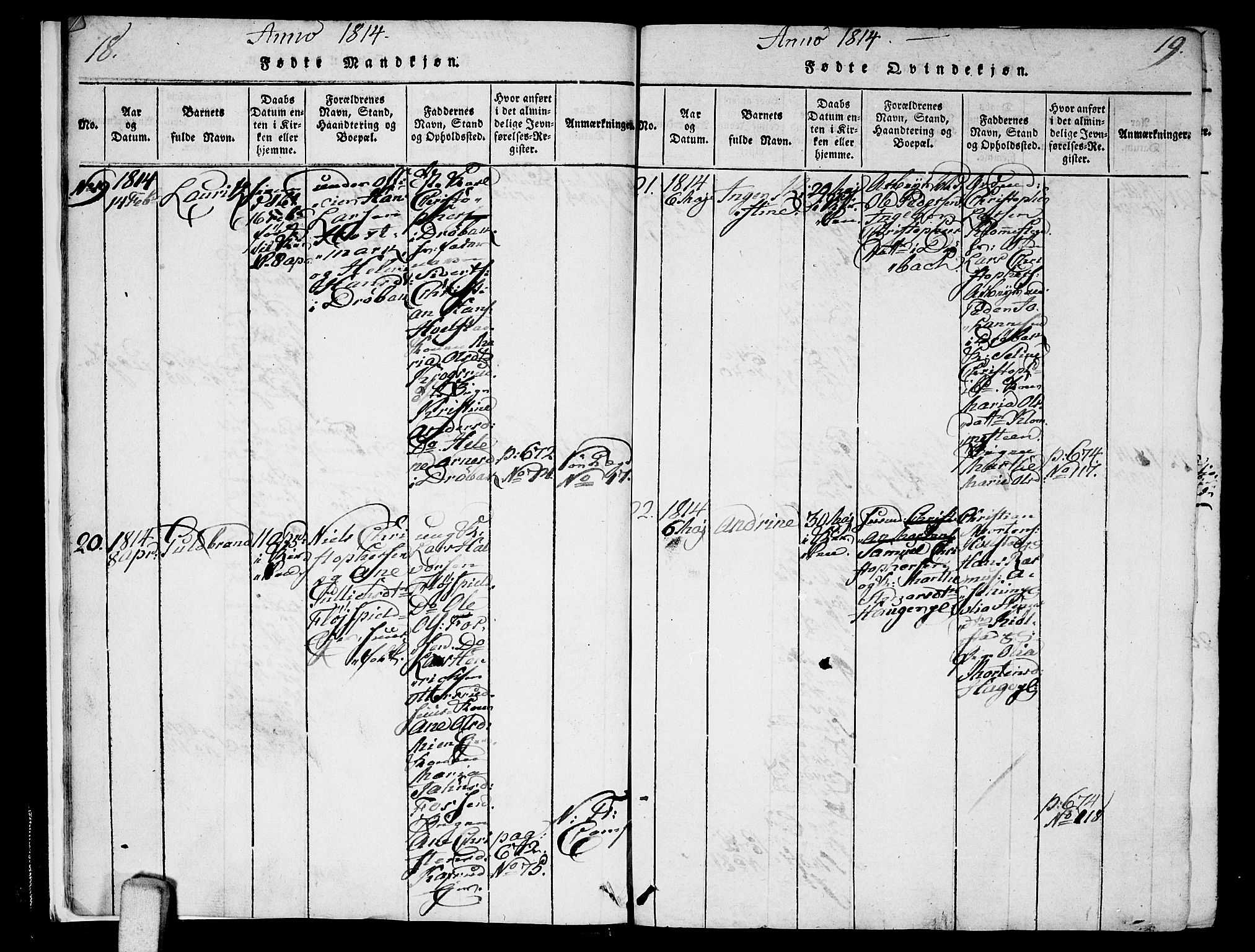 Ås prestekontor Kirkebøker, AV/SAO-A-10894/F/Fa/L0003: Parish register (official) no. I 3, 1814-1818, p. 18-19