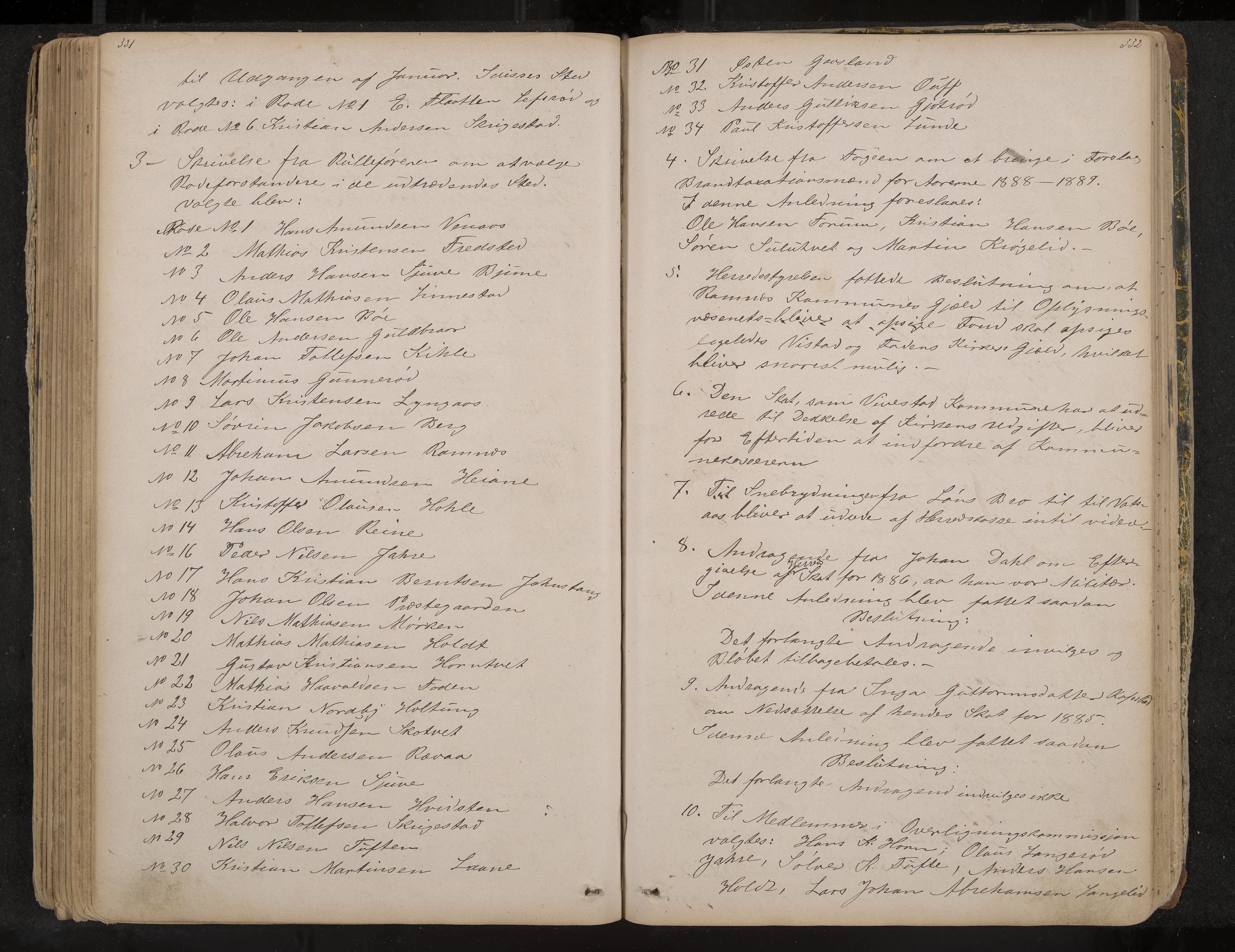 Ramnes formannskap og sentraladministrasjon, IKAK/0718021/A/Aa/L0003: Møtebok, 1870-1892, p. 331-332