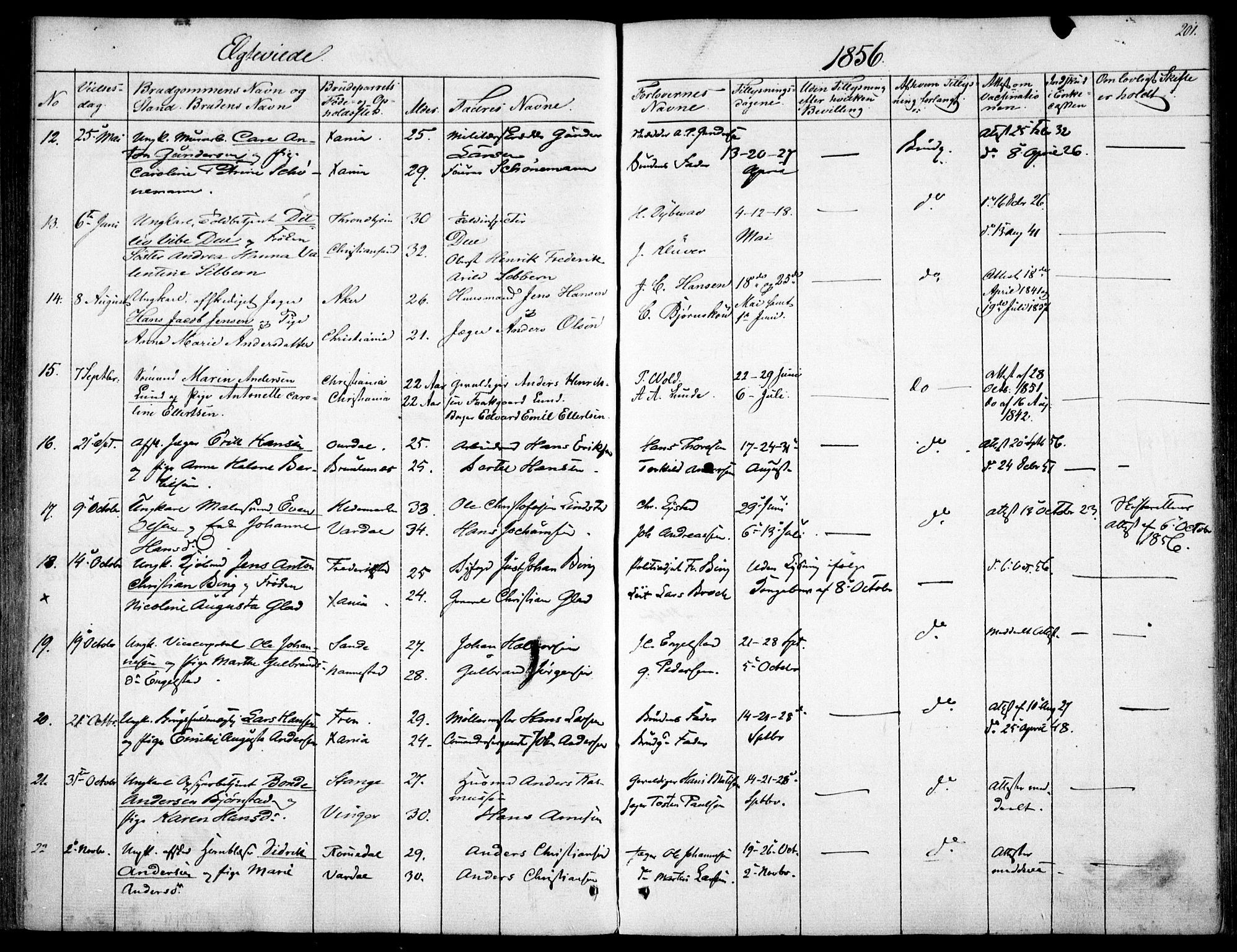 Garnisonsmenigheten Kirkebøker, SAO/A-10846/F/Fa/L0009: Parish register (official) no. 9, 1842-1859, p. 201