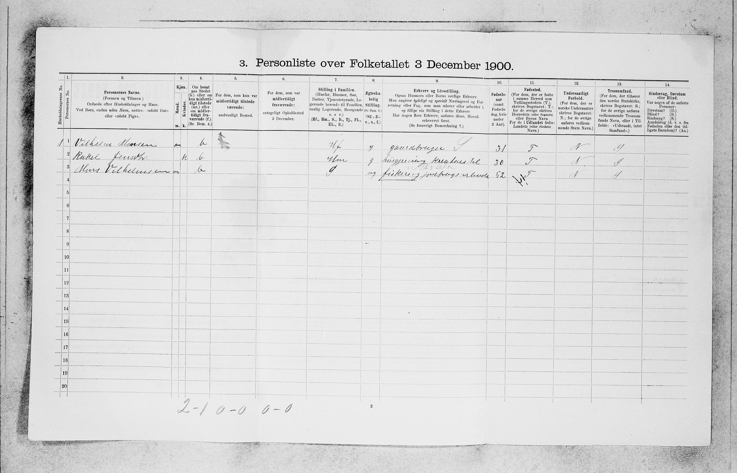 SAB, 1900 census for Selje, 1900, p. 1386