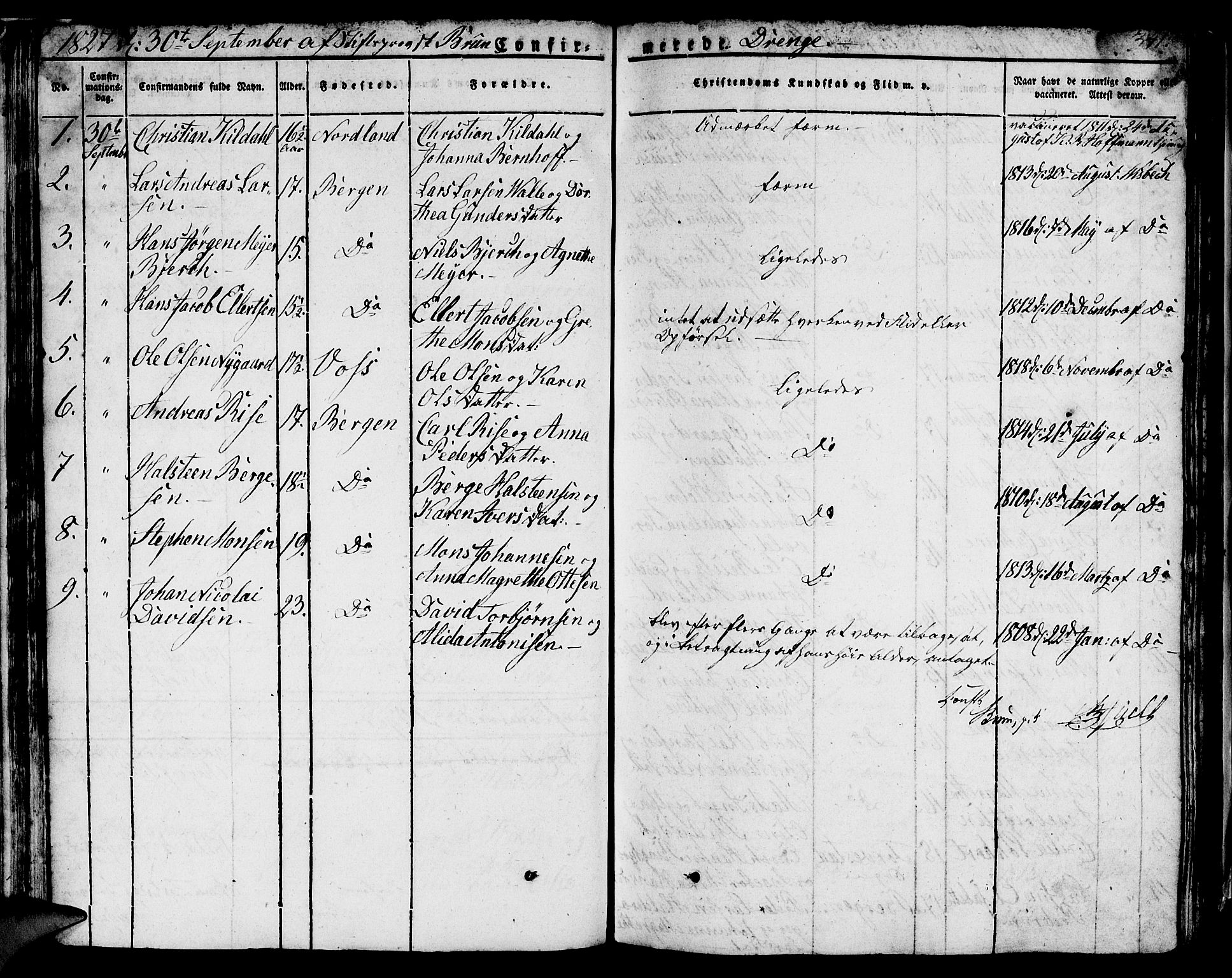 Domkirken sokneprestembete, AV/SAB-A-74801/H/Hab/L0002: Parish register (copy) no. A 2, 1821-1839, p. 341