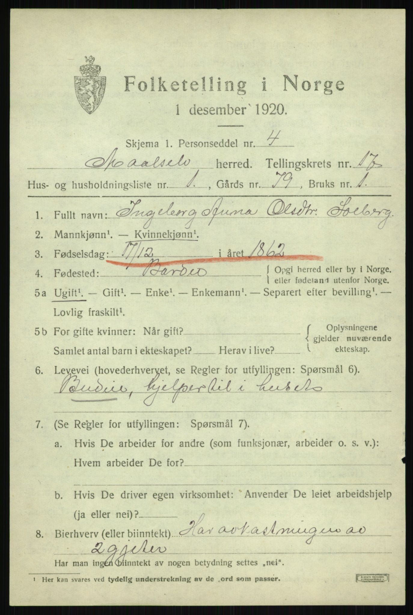 SATØ, 1920 census for Målselv, 1920, p. 8635