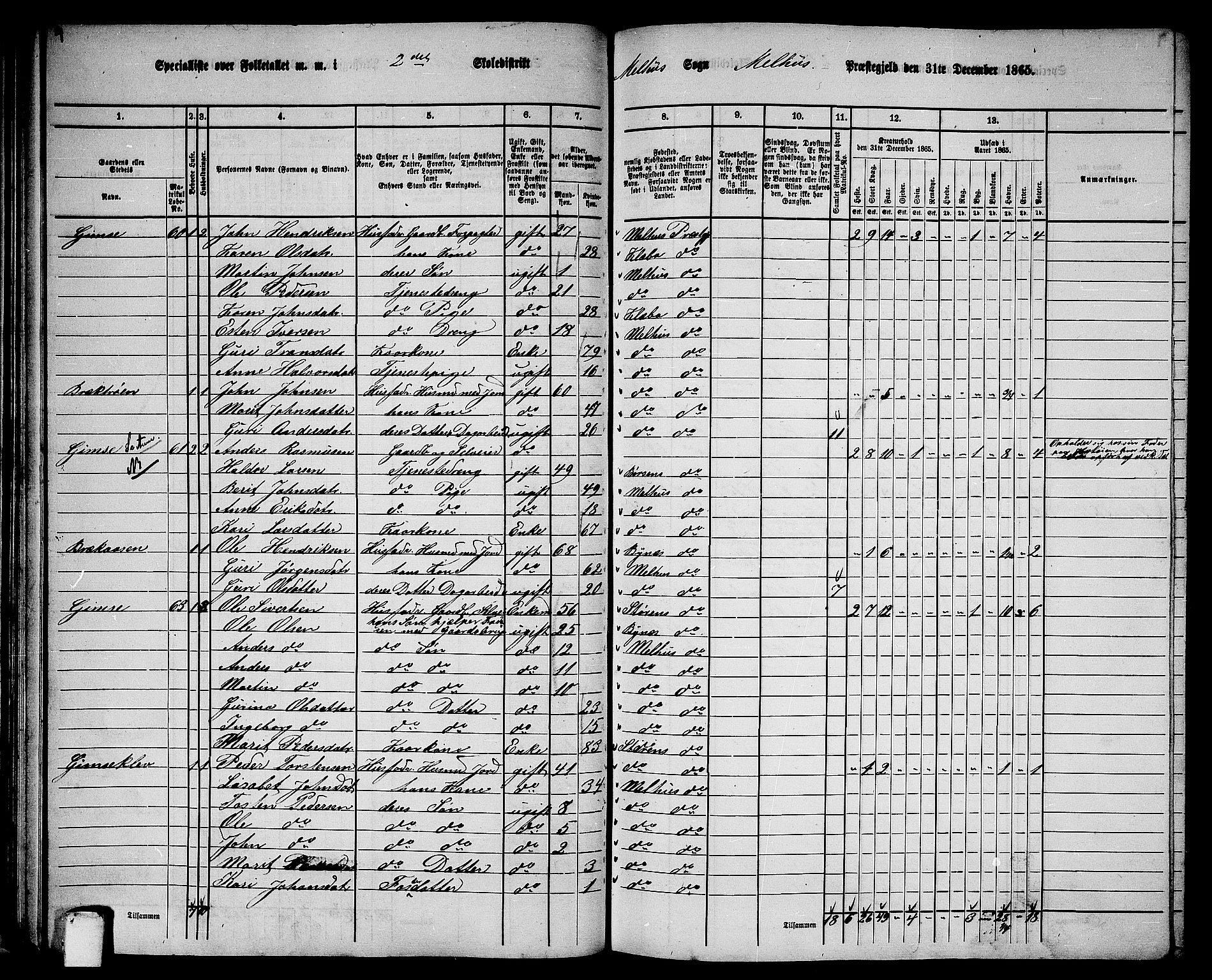 RA, 1865 census for Melhus, 1865, p. 46