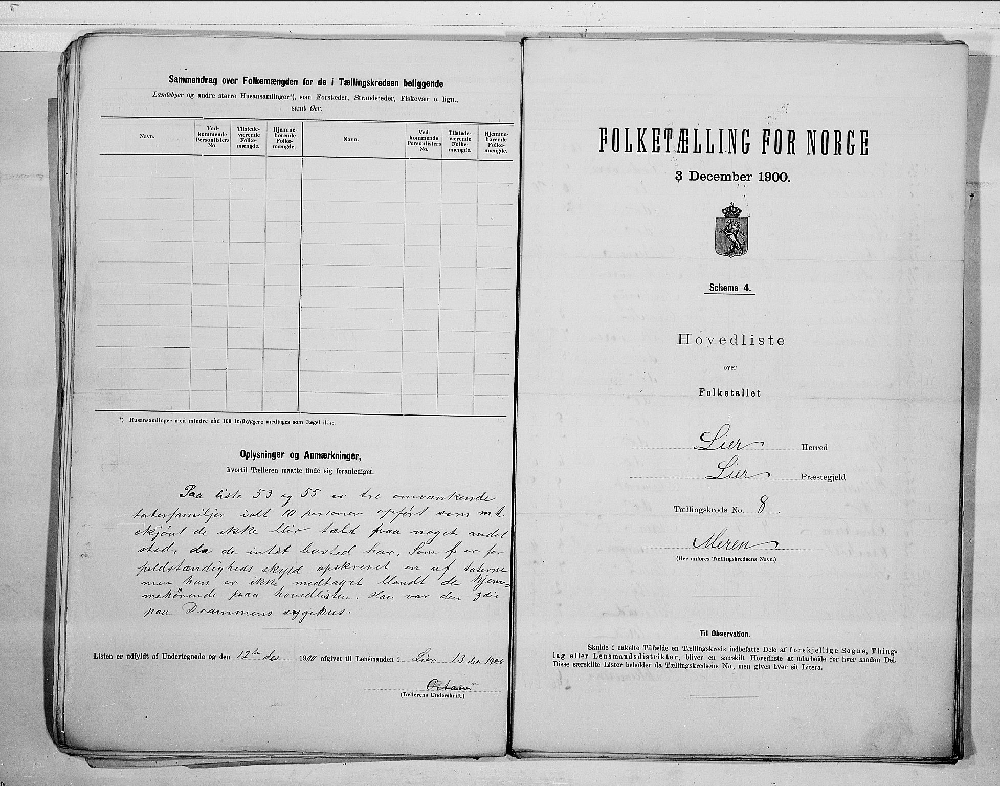 RA, 1900 census for Lier, 1900, p. 24