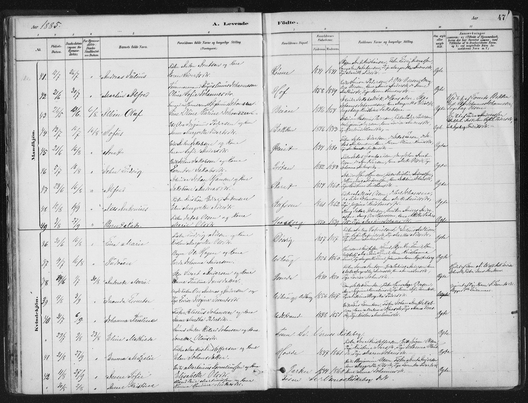 Ministerialprotokoller, klokkerbøker og fødselsregistre - Sør-Trøndelag, SAT/A-1456/659/L0739: Parish register (official) no. 659A09, 1879-1893, p. 47