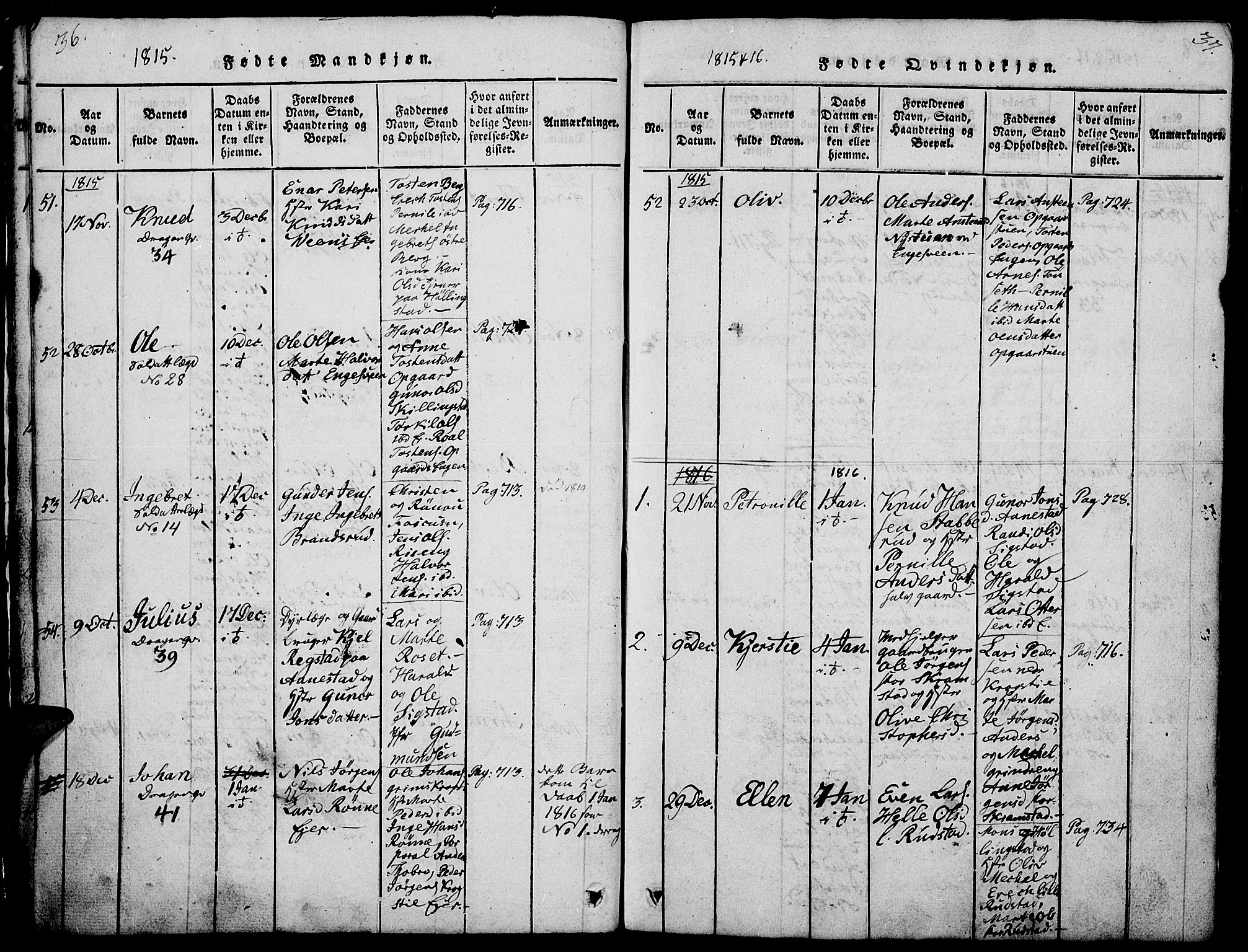 Løten prestekontor, SAH/PREST-022/L/La/L0001: Parish register (copy) no. 1, 1812-1832, p. 36-37