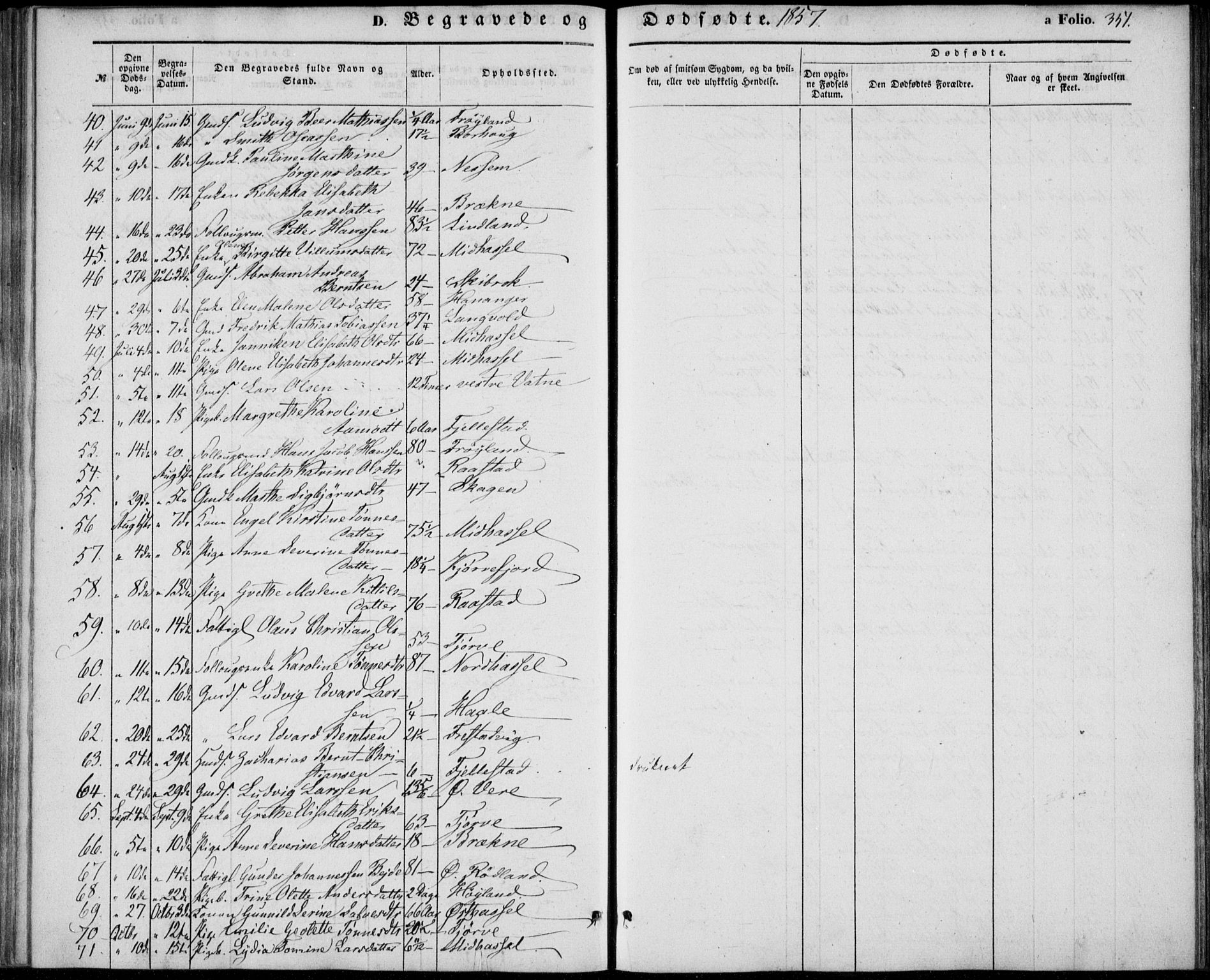 Lista sokneprestkontor, AV/SAK-1111-0027/F/Fb/L0002: Parish register (copy) no. B 2, 1847-1862, p. 351