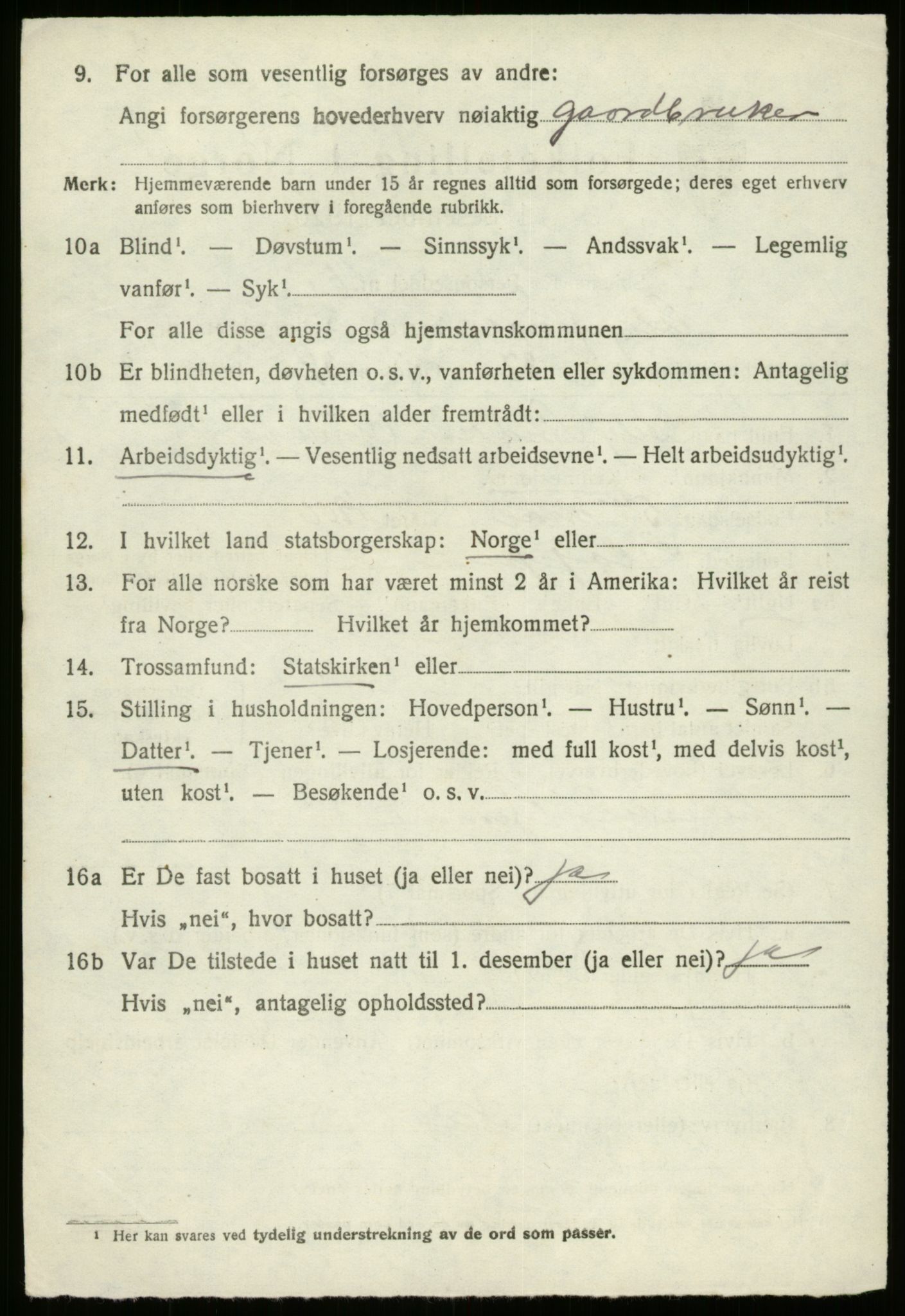 SAB, 1920 census for Gloppen, 1920, p. 3325