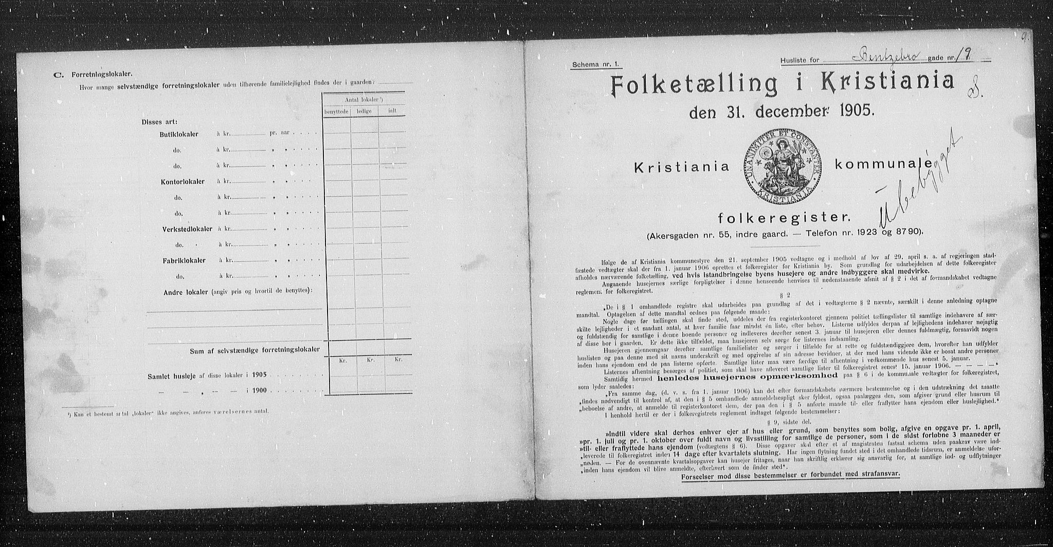 OBA, Municipal Census 1905 for Kristiania, 1905, p. 1770