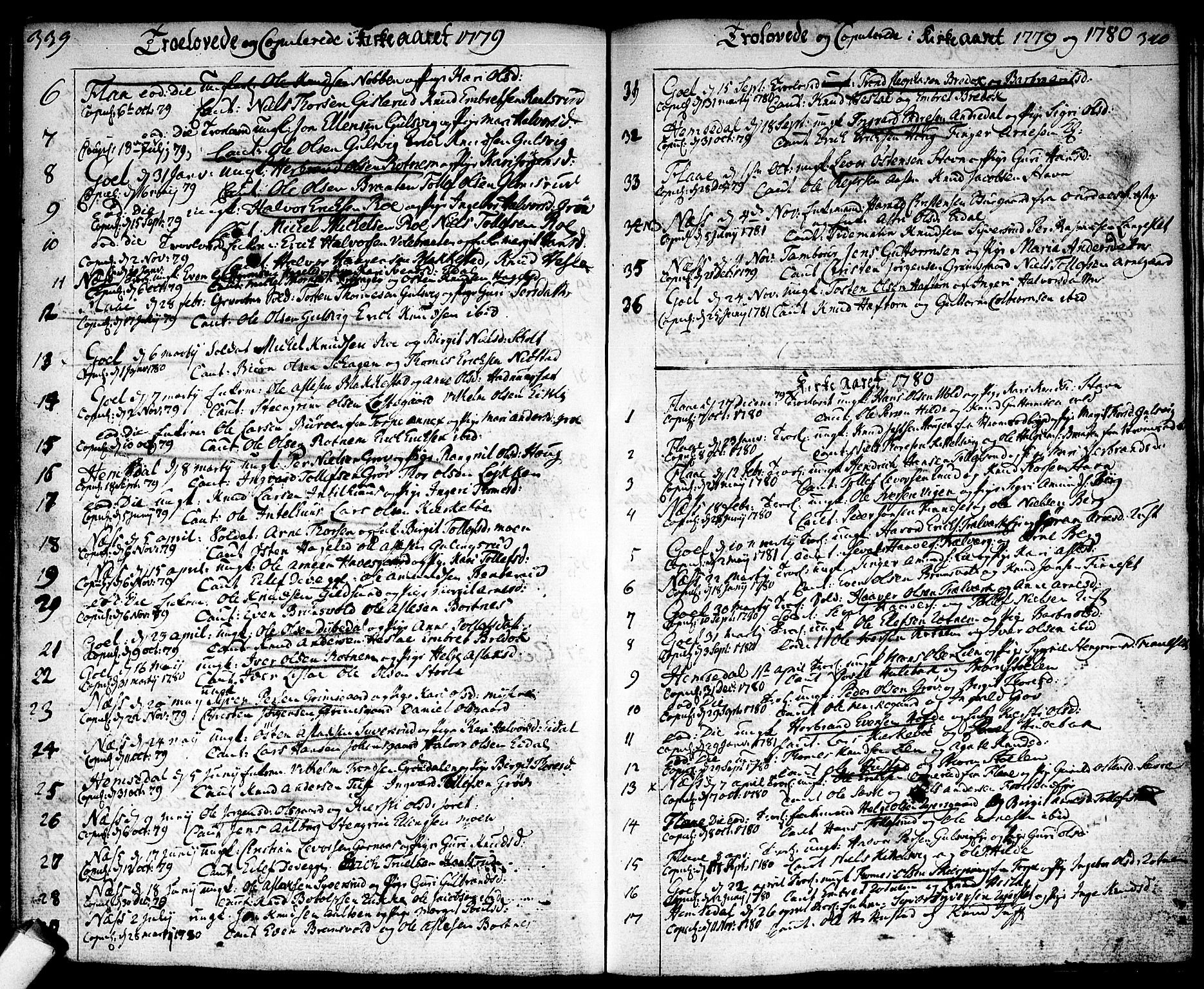 Nes kirkebøker, AV/SAKO-A-236/F/Fa/L0004: Parish register (official) no. 4, 1764-1786, p. 339-340