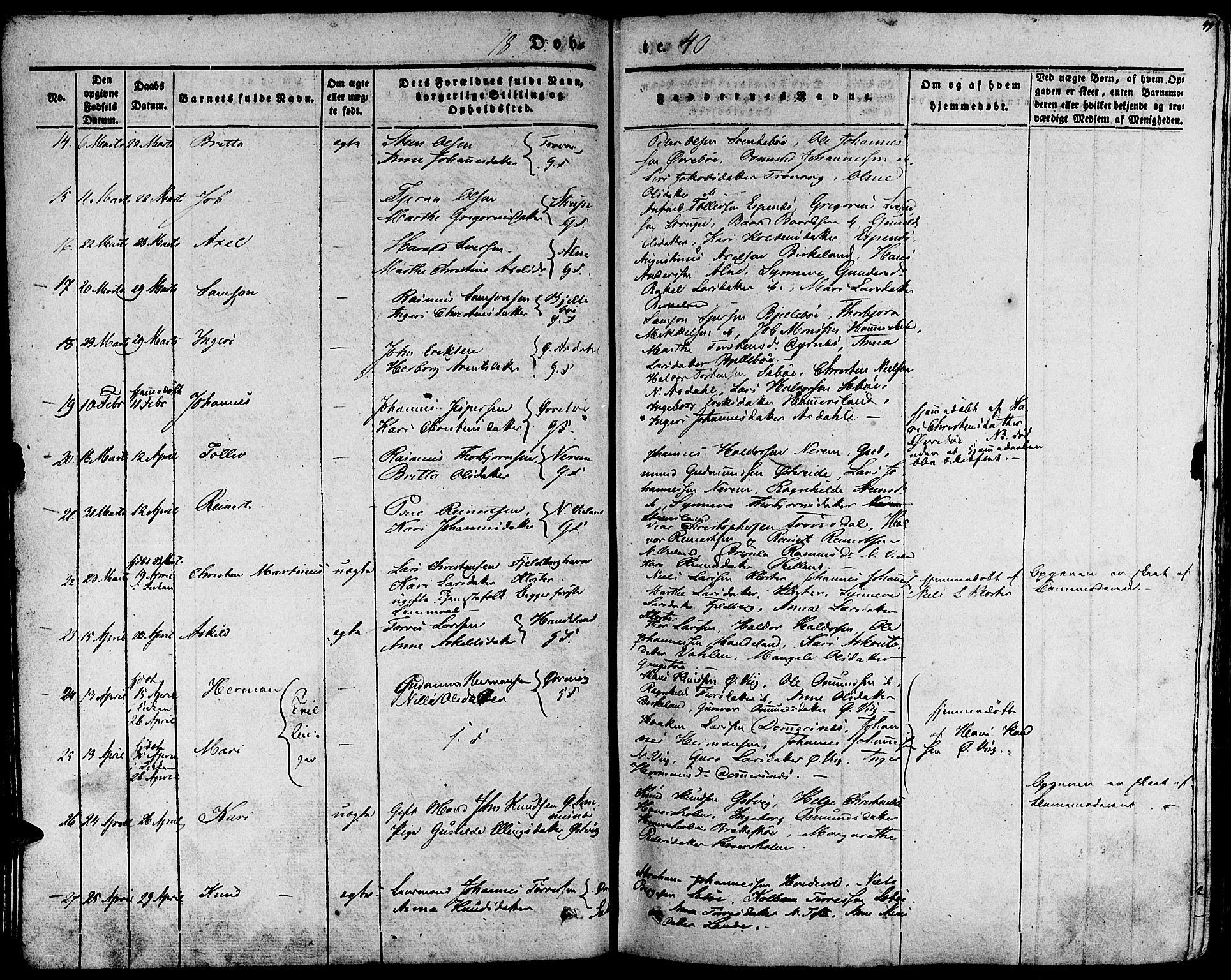 Fjelberg sokneprestembete, AV/SAB-A-75201/H/Haa: Parish register (official) no. A 6, 1835-1851, p. 49