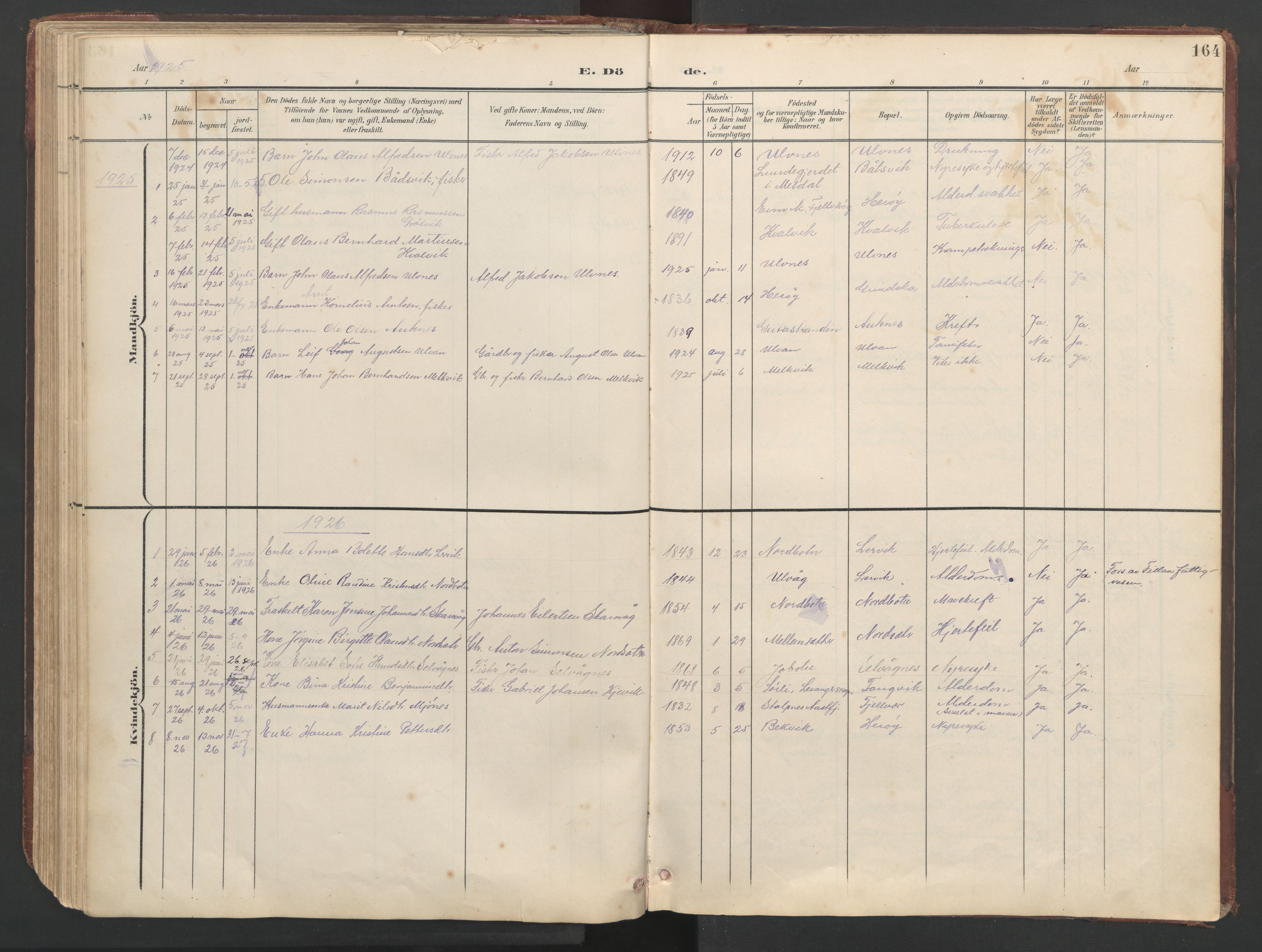 Ministerialprotokoller, klokkerbøker og fødselsregistre - Sør-Trøndelag, SAT/A-1456/638/L0571: Parish register (copy) no. 638C03, 1901-1930, p. 164