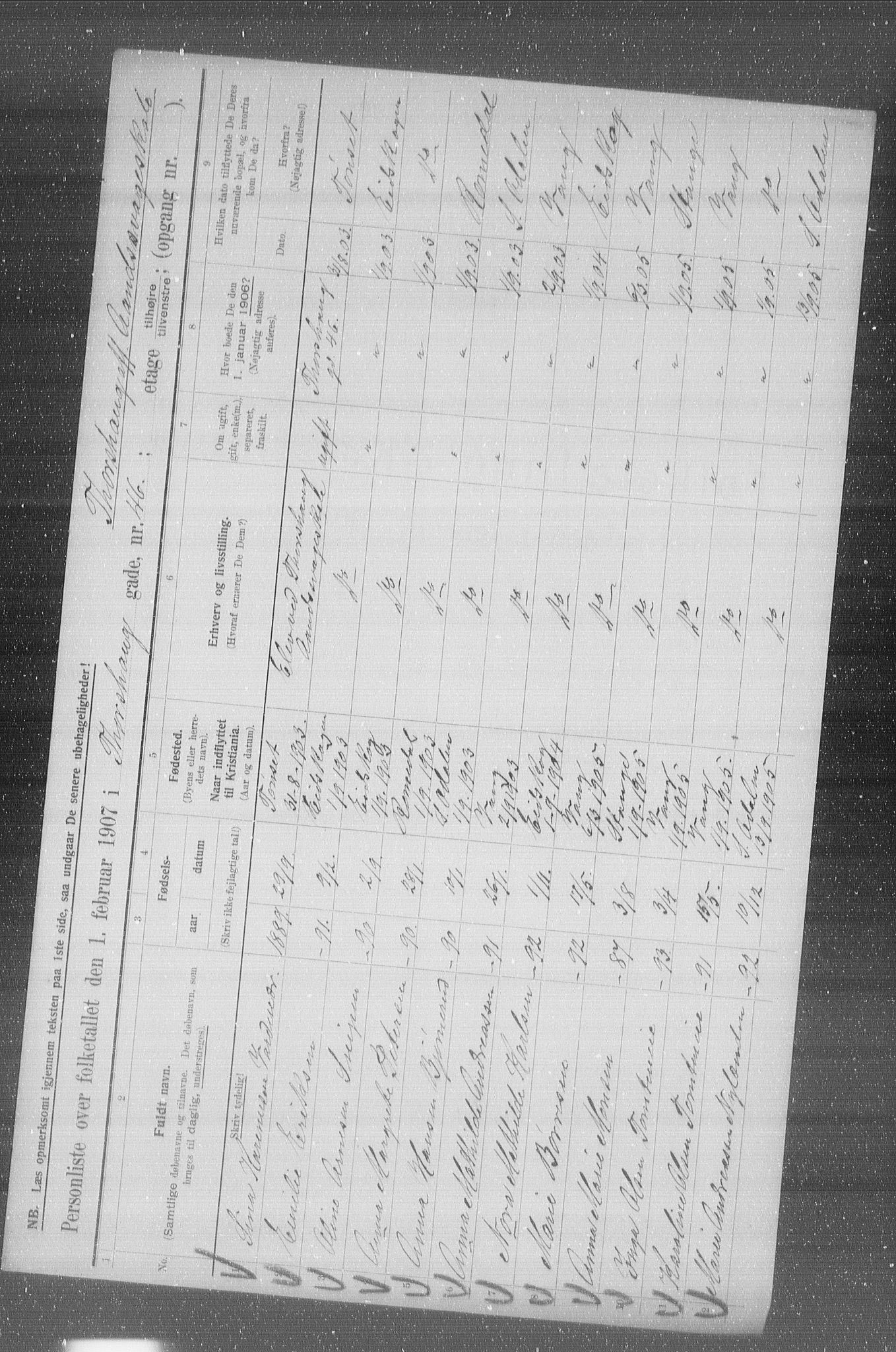 OBA, Municipal Census 1907 for Kristiania, 1907, p. 58460