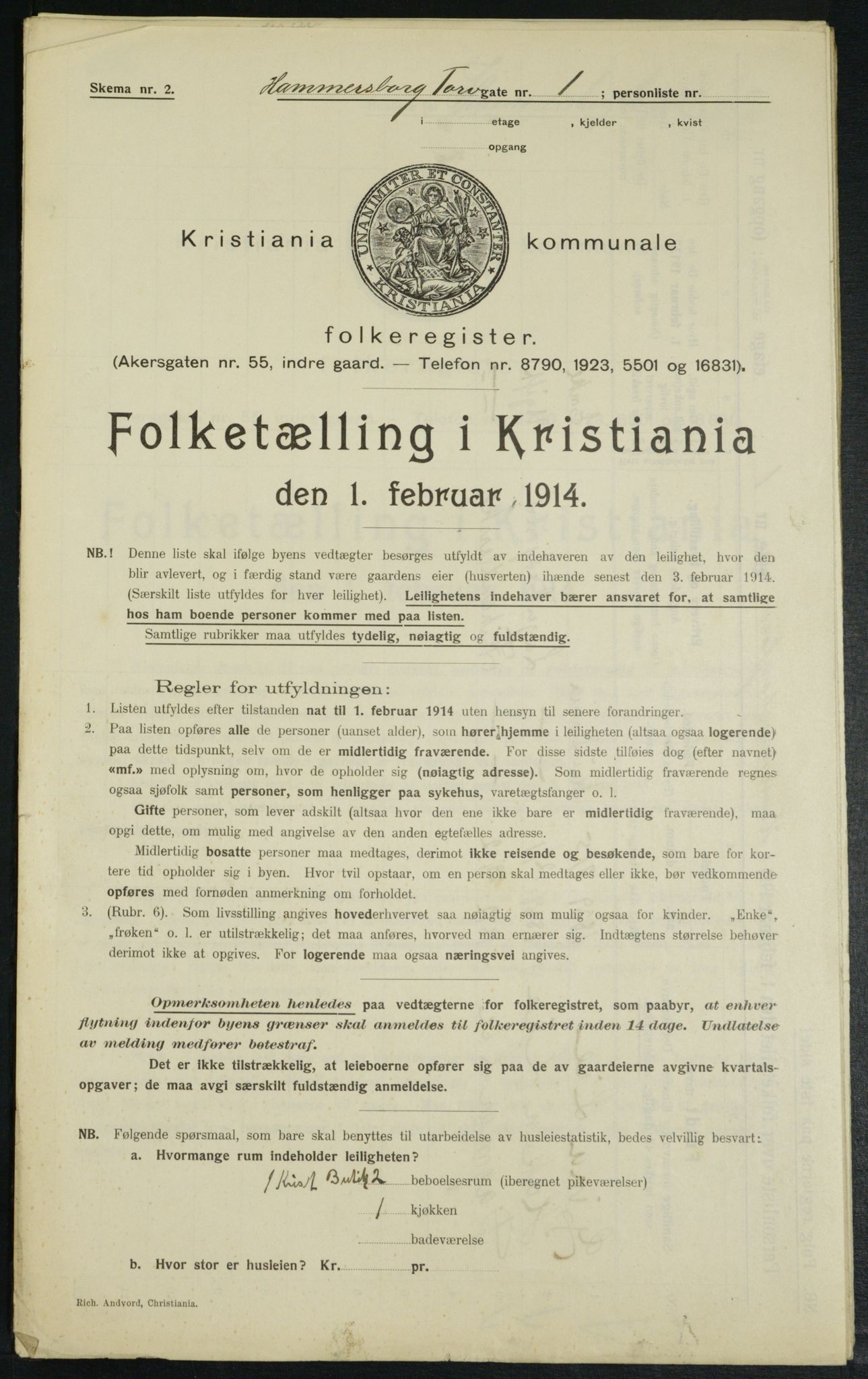 OBA, Municipal Census 1914 for Kristiania, 1914, p. 34460