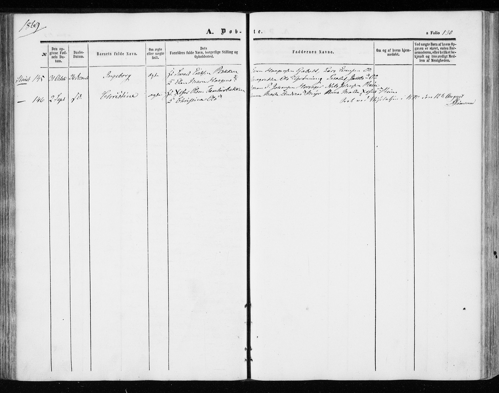 Ministerialprotokoller, klokkerbøker og fødselsregistre - Sør-Trøndelag, SAT/A-1456/646/L0612: Parish register (official) no. 646A10, 1858-1869, p. 130