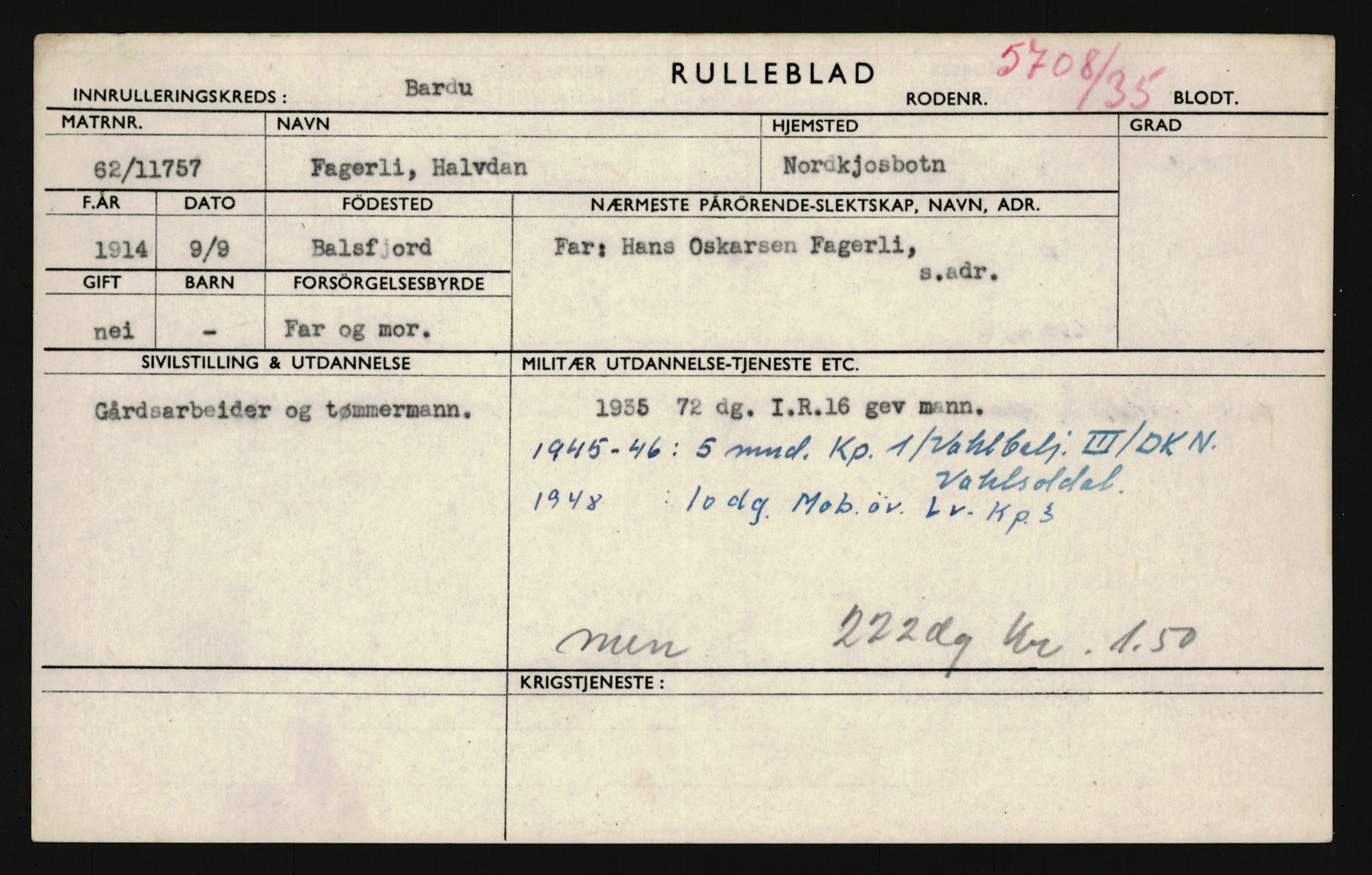 Forsvaret, Troms infanteriregiment nr. 16, AV/RA-RAFA-3146/P/Pa/L0019: Rulleblad for regimentets menige mannskaper, årsklasse 1935, 1935, p. 215