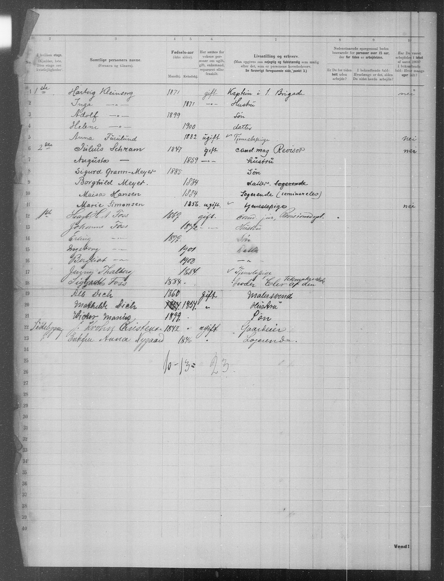 OBA, Municipal Census 1903 for Kristiania, 1903, p. 5999