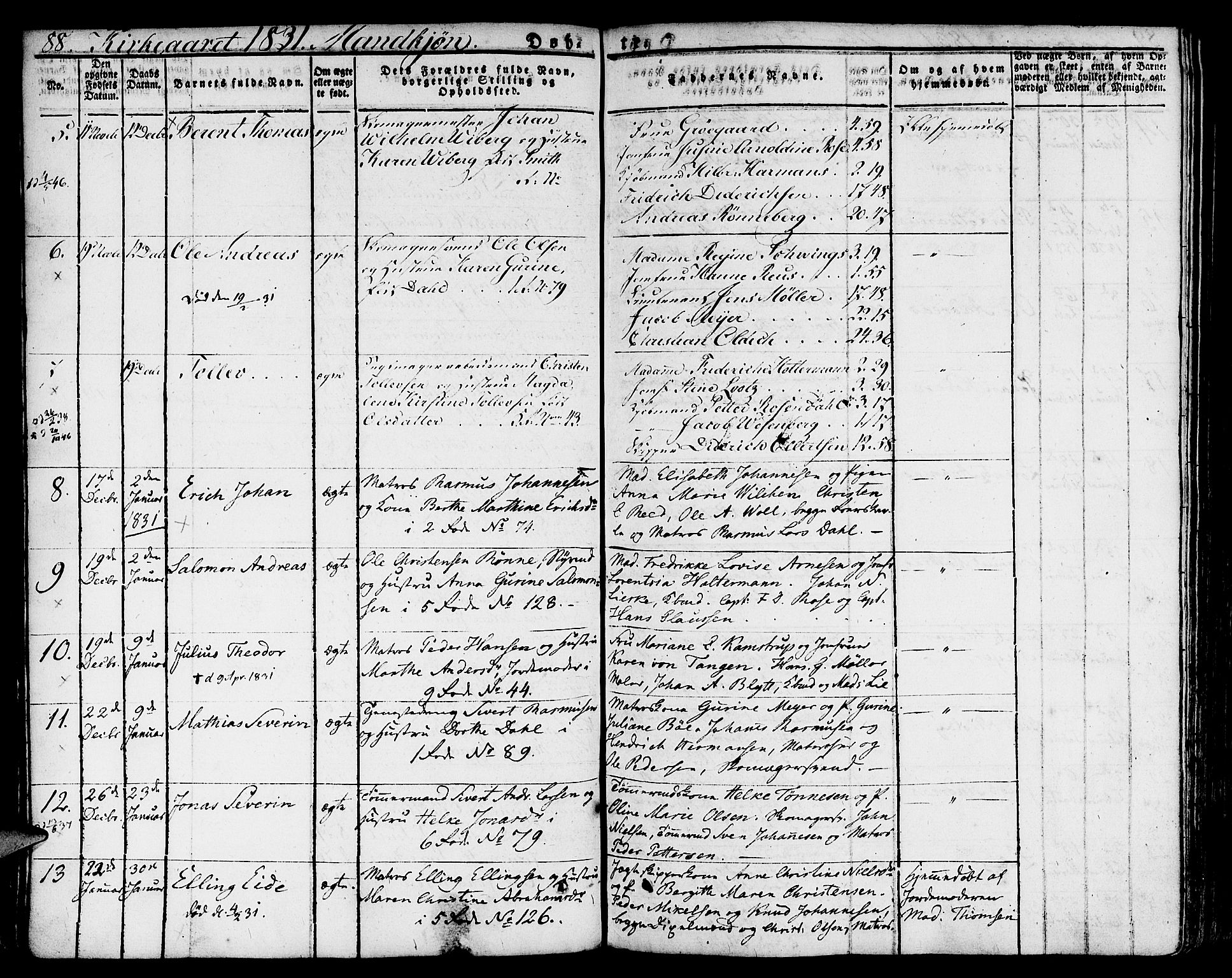 Nykirken Sokneprestembete, SAB/A-77101/H/Hab: Parish register (copy) no. A 5I, 1821-1841, p. 88