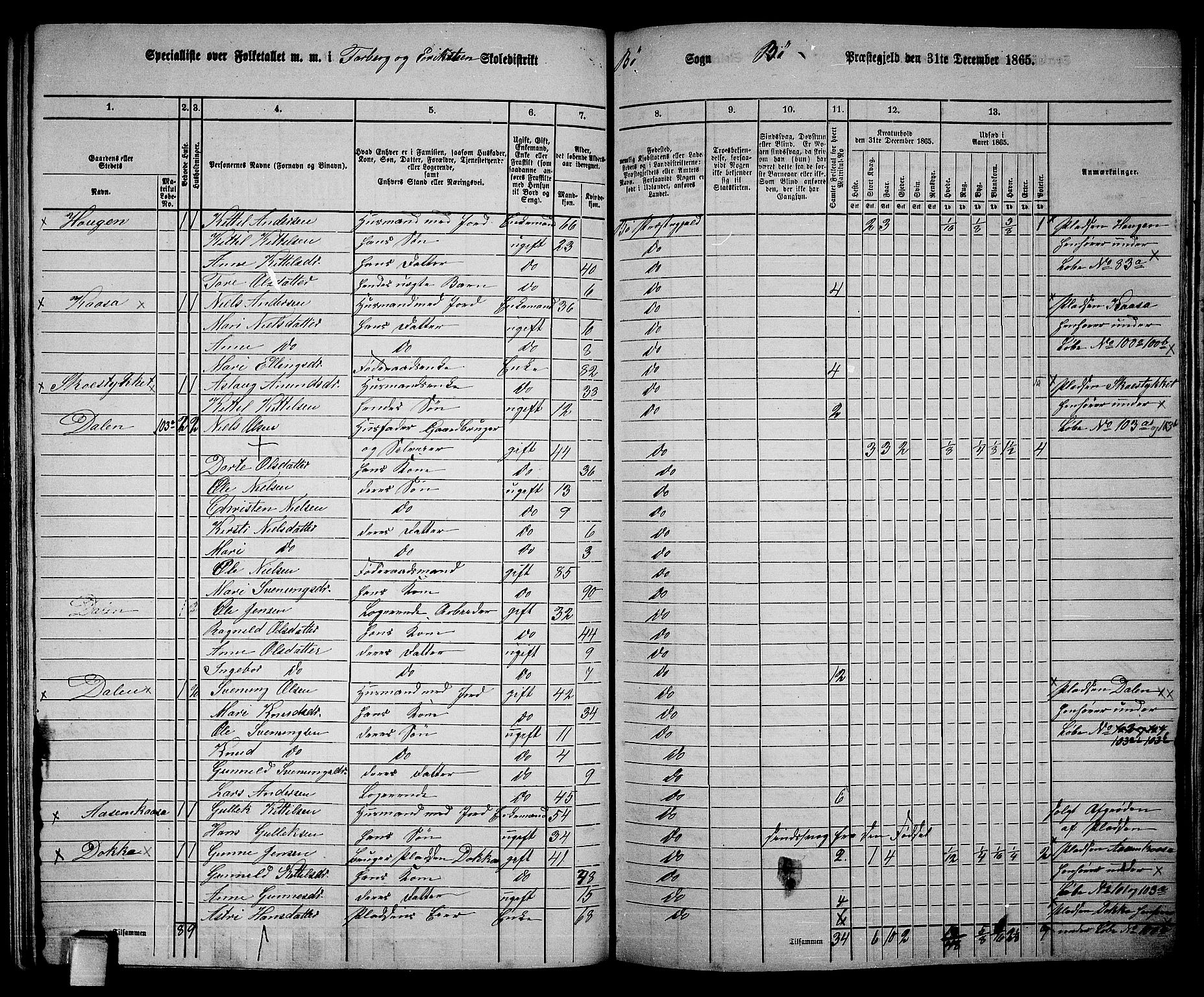 RA, 1865 census for Bø, 1865, p. 156