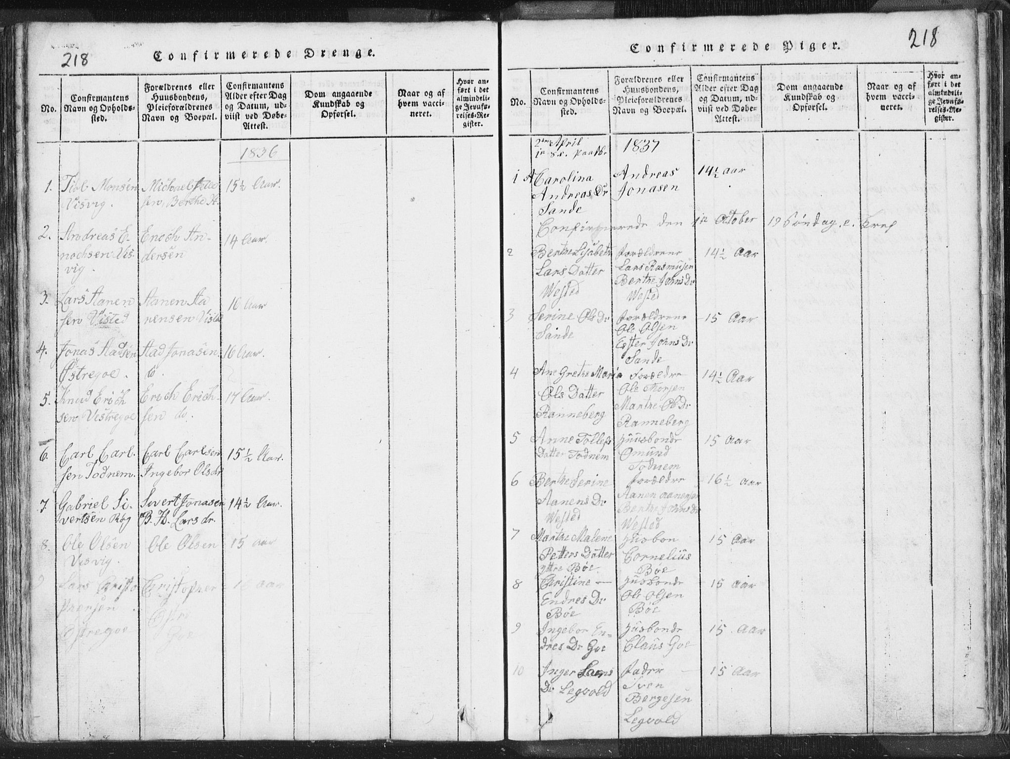 Hetland sokneprestkontor, SAST/A-101826/30/30BA/L0001: Parish register (official) no. A 1, 1816-1856, p. 218