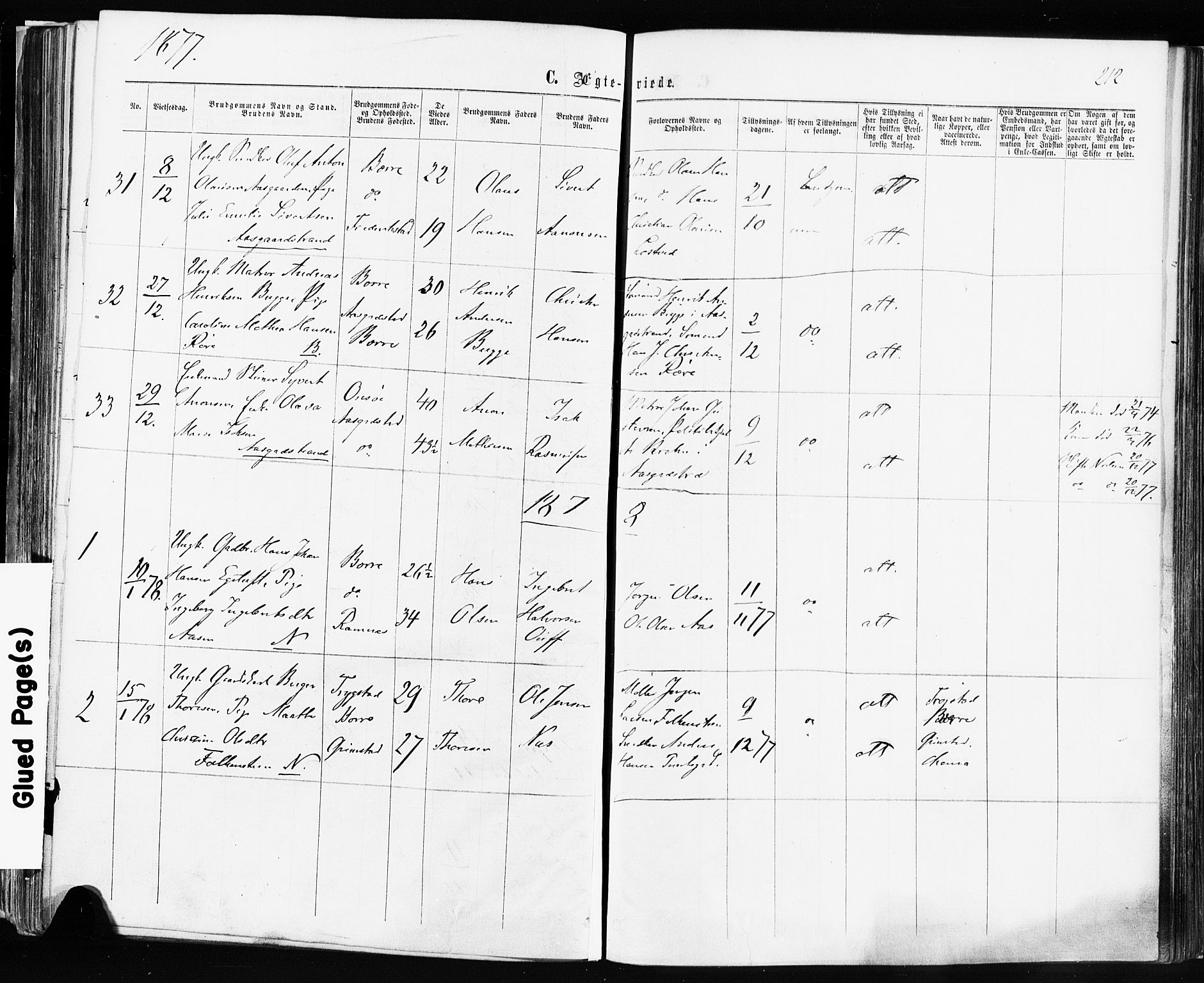 Borre kirkebøker, AV/SAKO-A-338/F/Fa/L0008: Parish register (official) no. I 8, 1868-1877, p. 212