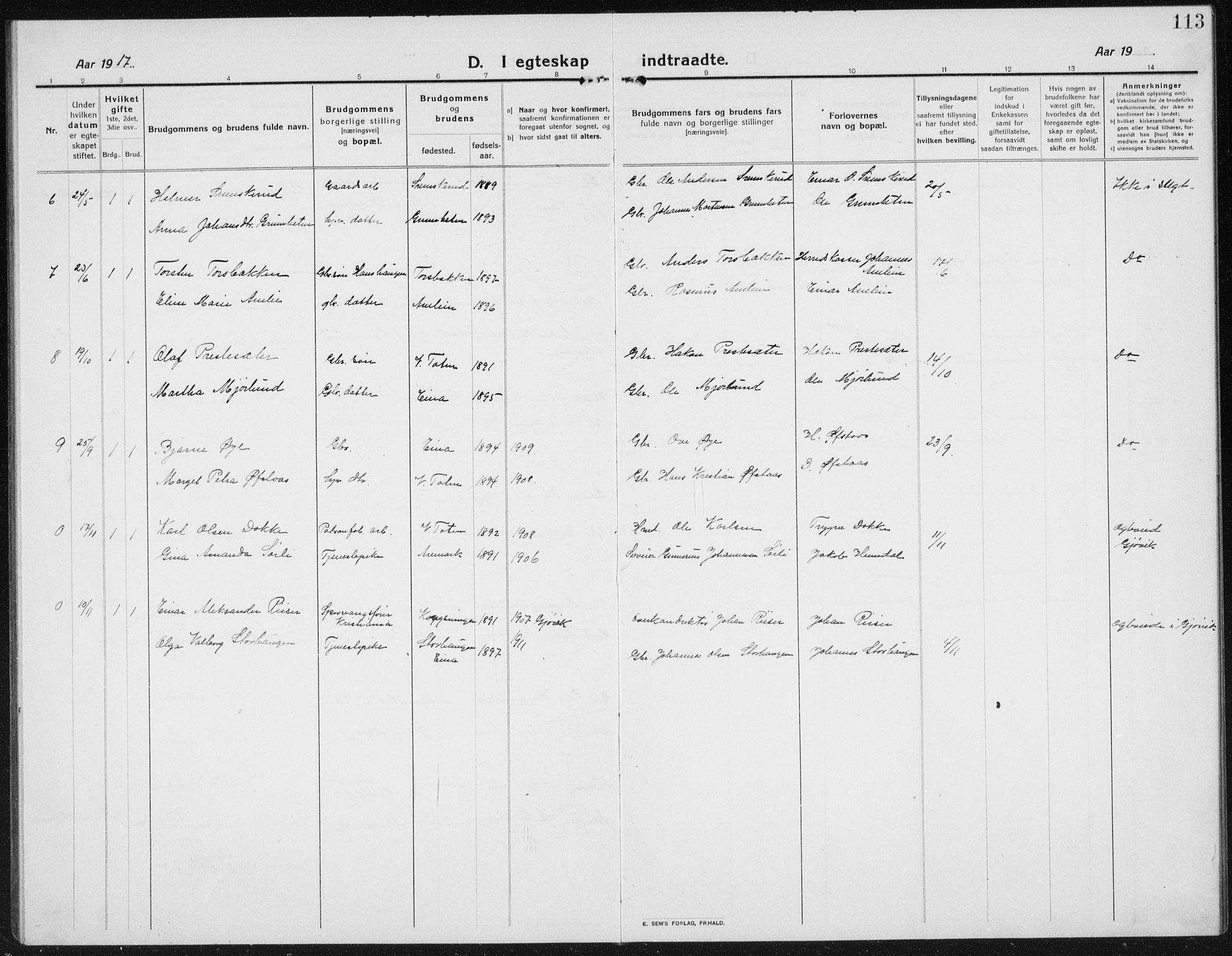 Kolbu prestekontor, AV/SAH-PREST-110/H/Ha/Hab/L0006: Parish register (copy) no. 6, 1916-1934, p. 113