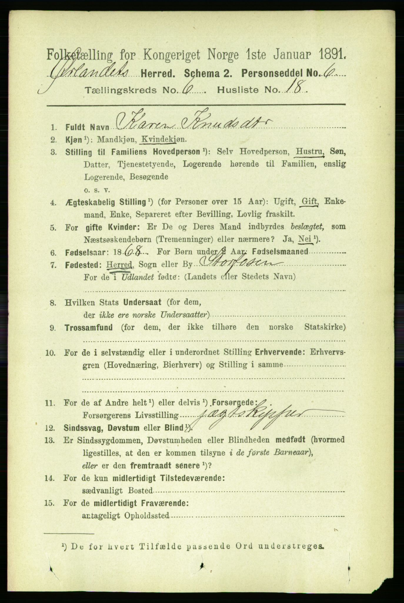 RA, 1891 census for 1621 Ørland, 1891, p. 1956