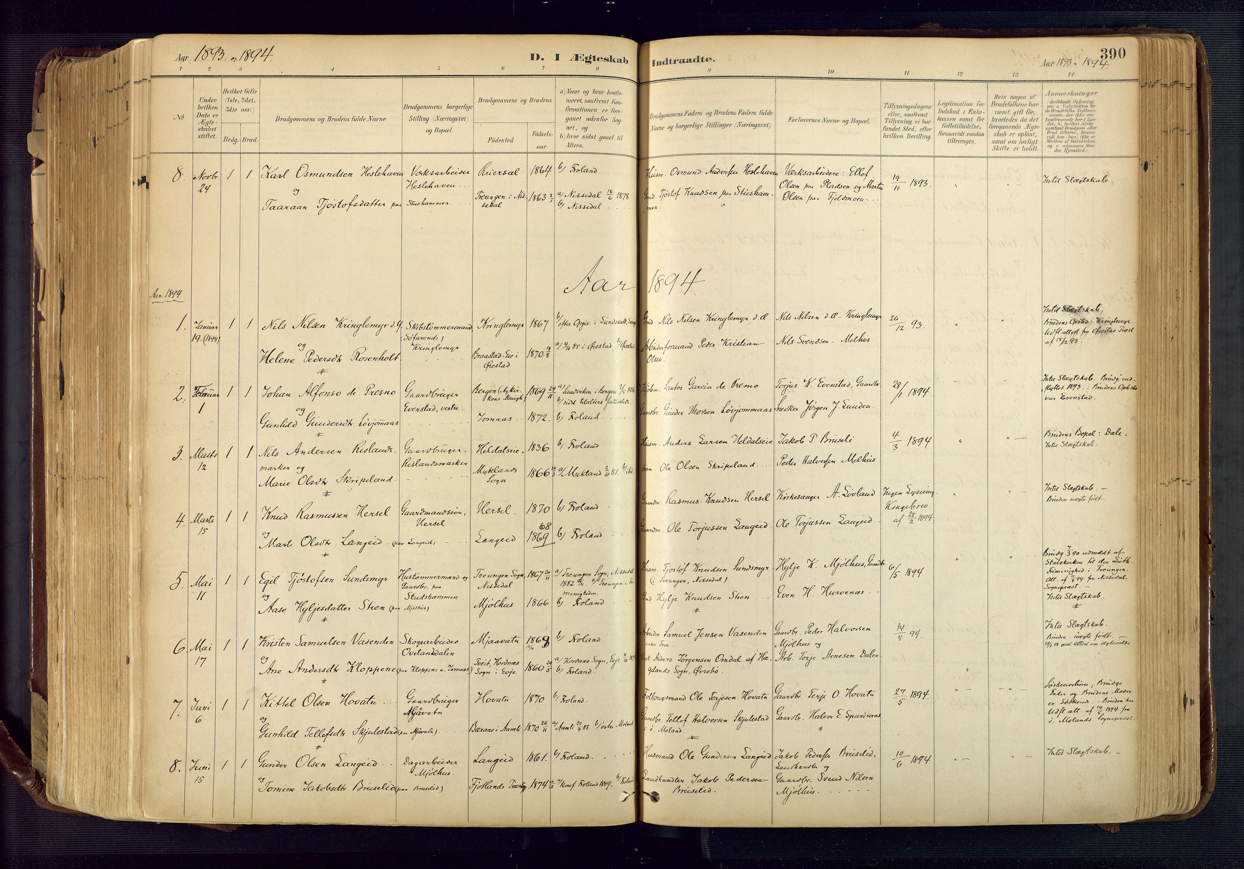 Froland sokneprestkontor, SAK/1111-0013/F/Fa/L0005: Parish register (official) no. A 5, 1882-1921, p. 390