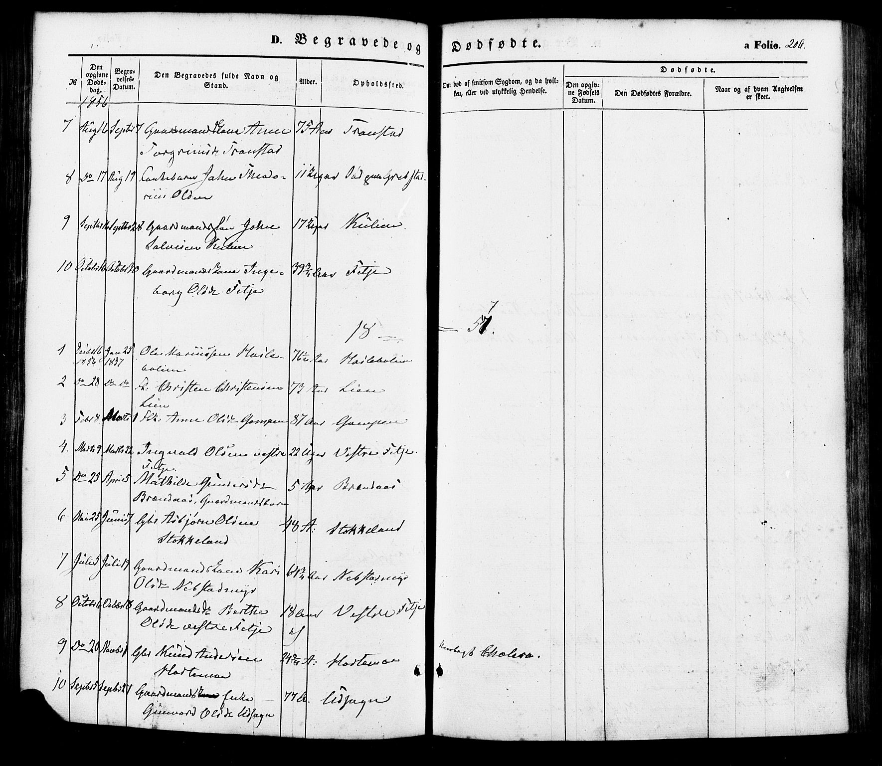 Søgne sokneprestkontor, SAK/1111-0037/F/Fa/Faa/L0002: Parish register (official) no. A 2, 1854-1882, p. 206