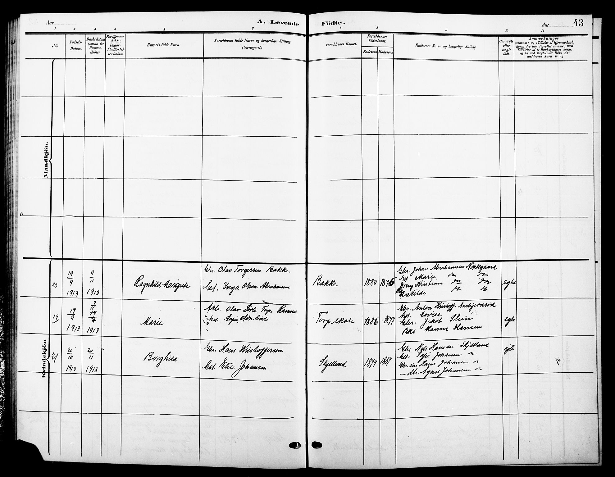 Andebu kirkebøker, AV/SAKO-A-336/G/Ga/L0005: Parish register (copy) no. I 5, 1901-1925, p. 43