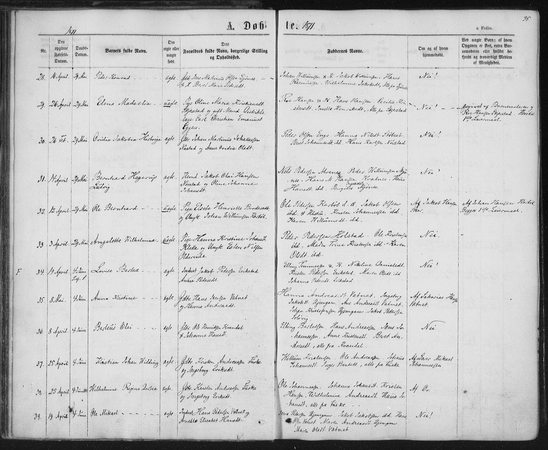 Ministerialprotokoller, klokkerbøker og fødselsregistre - Nordland, AV/SAT-A-1459/852/L0739: Parish register (official) no. 852A09, 1866-1877, p. 35