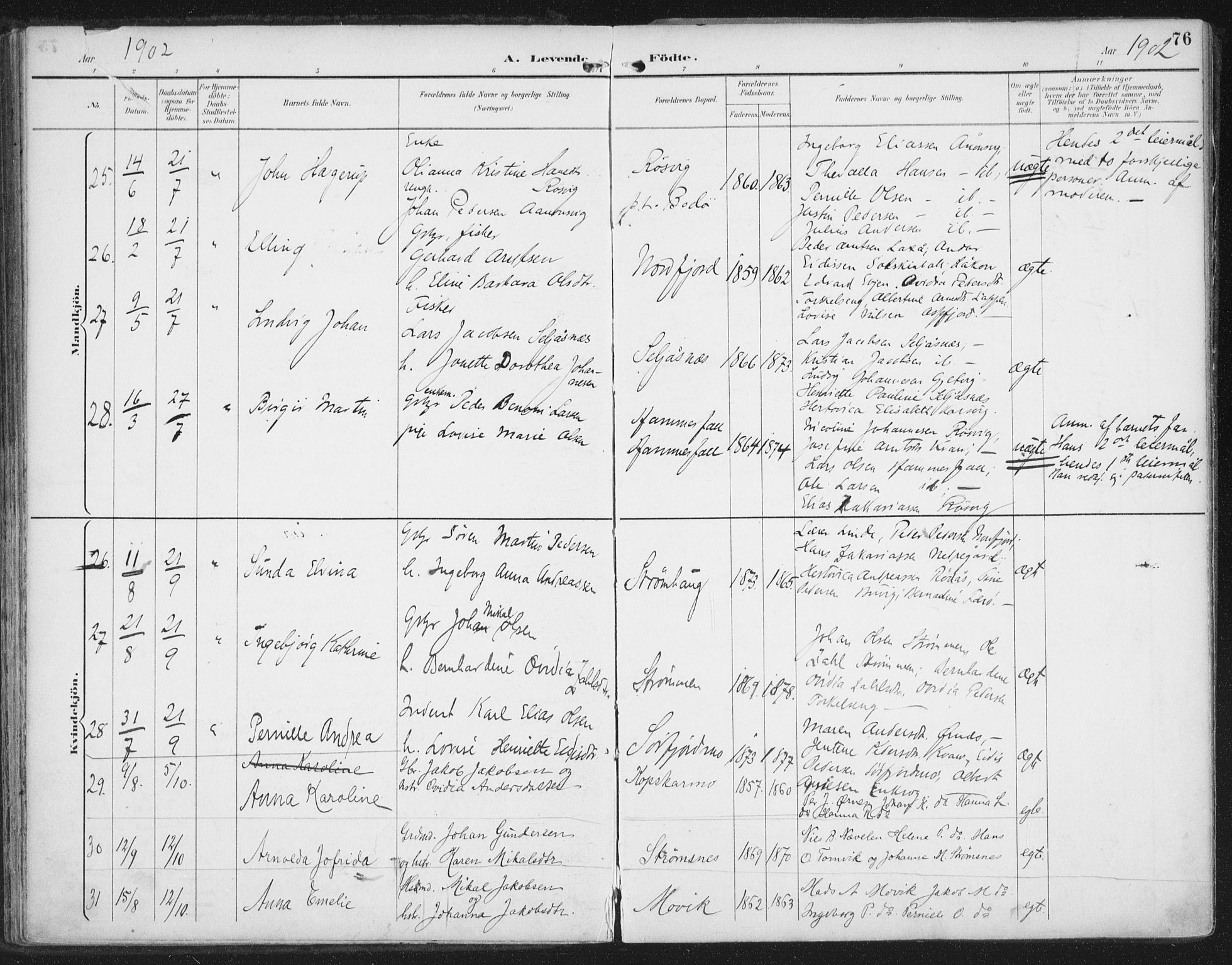 Ministerialprotokoller, klokkerbøker og fødselsregistre - Nordland, AV/SAT-A-1459/854/L0779: Parish register (official) no. 854A02, 1892-1909, p. 76