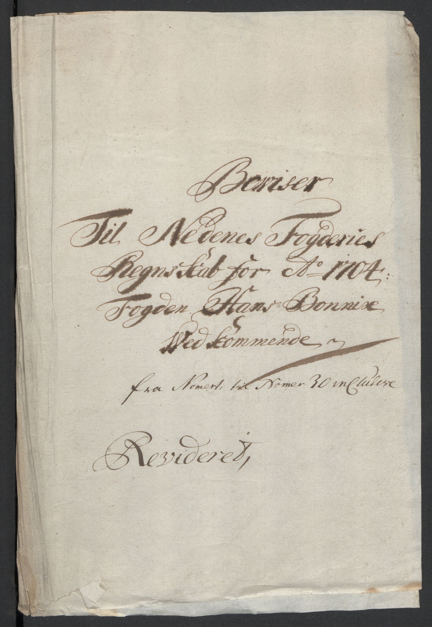 Rentekammeret inntil 1814, Reviderte regnskaper, Fogderegnskap, AV/RA-EA-4092/R39/L2317: Fogderegnskap Nedenes, 1704-1705, p. 14