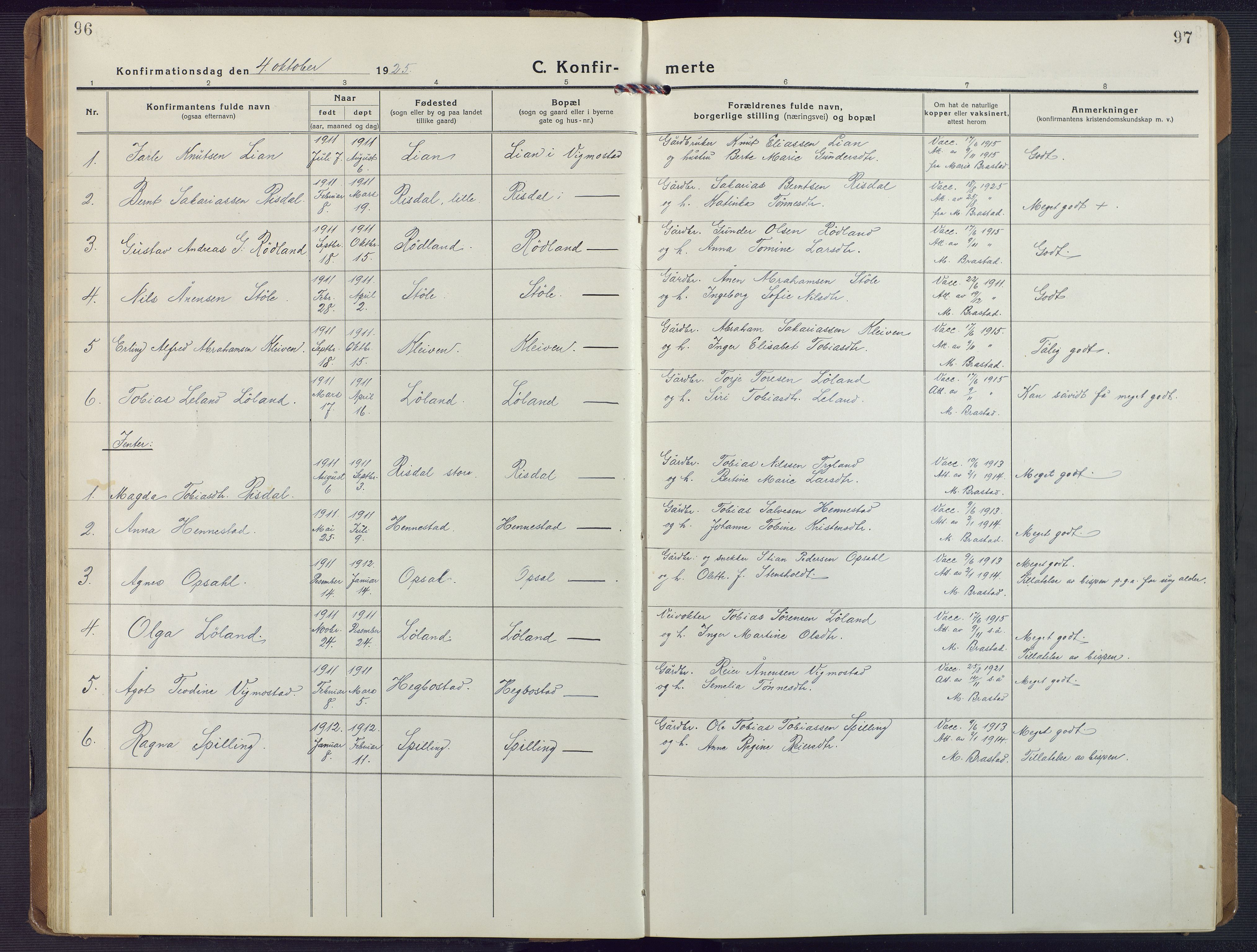 Nord-Audnedal sokneprestkontor, AV/SAK-1111-0032/F/Fa/Fab/L0005: Parish register (official) no. A 5, 1918-1925, p. 96-97