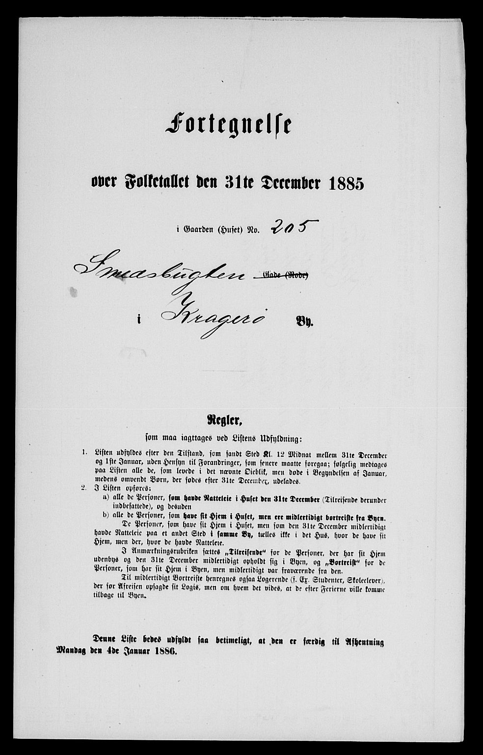 SAKO, 1885 census for 0801 Kragerø, 1885, p. 264