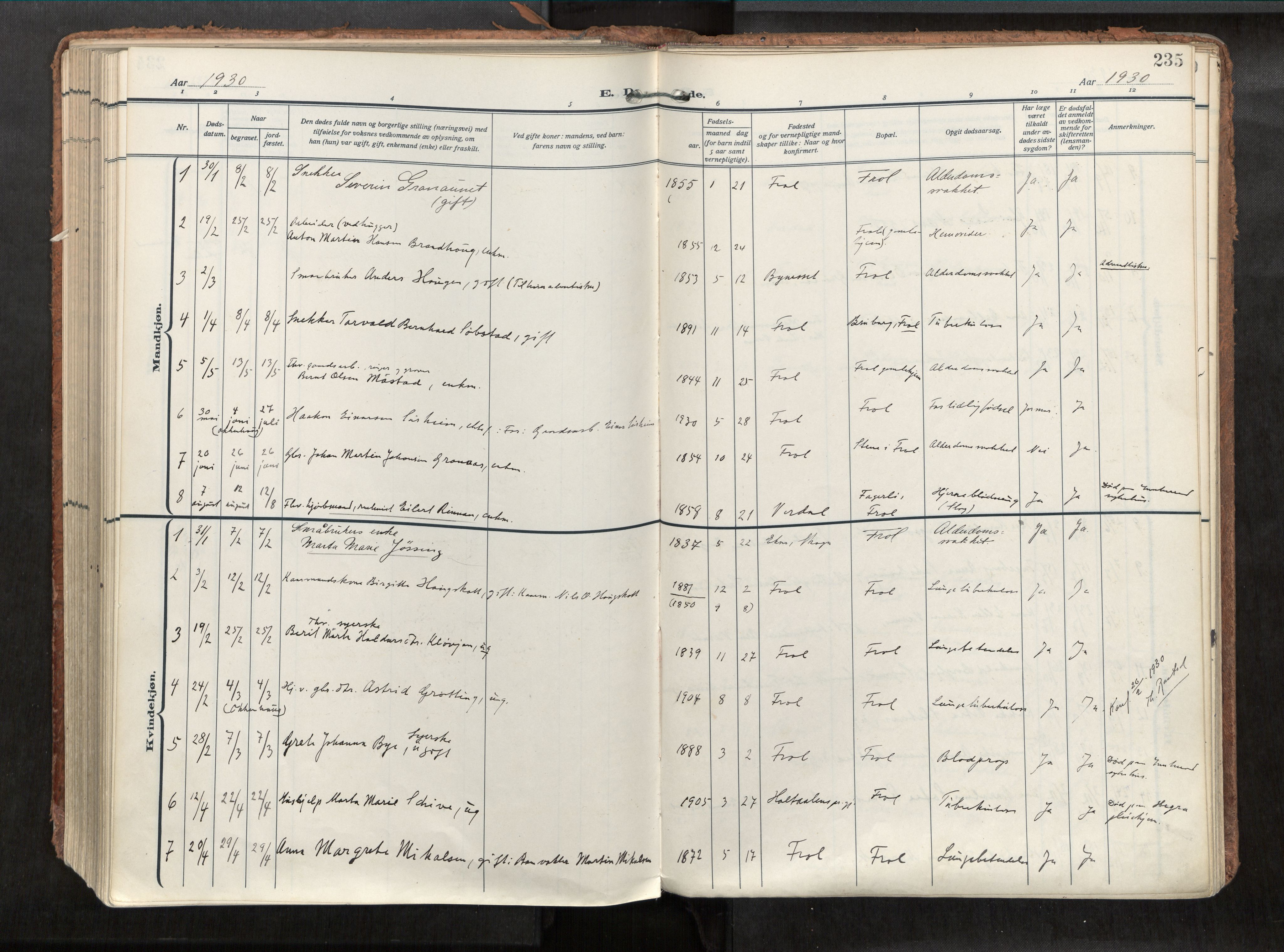 Levanger sokneprestkontor, SAT/A-1301/2/H/Haa/L0002: Parish register (official) no. 2, 1912-1935, p. 235