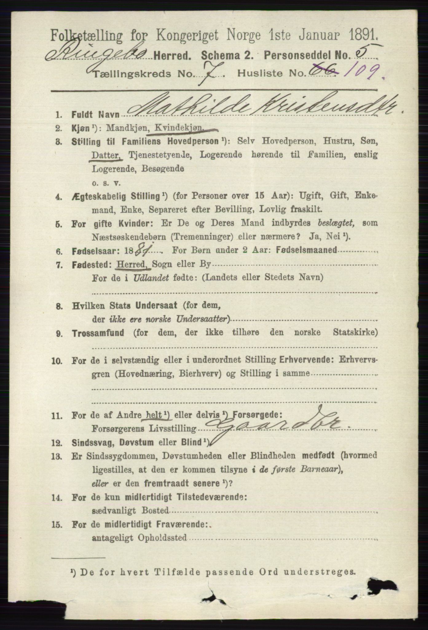 RA, 1891 census for 0520 Ringebu, 1891, p. 3578