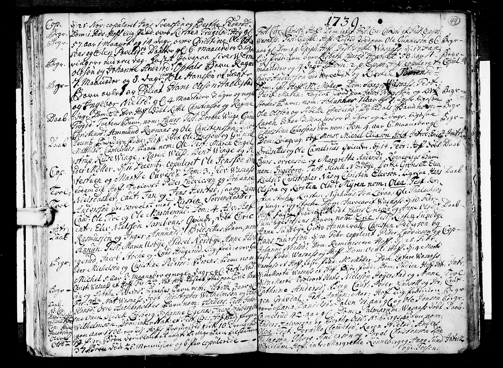 Hof kirkebøker, AV/SAKO-A-64/F/Fa/L0001: Parish register (official) no. I 1, 1704-1745, p. 49