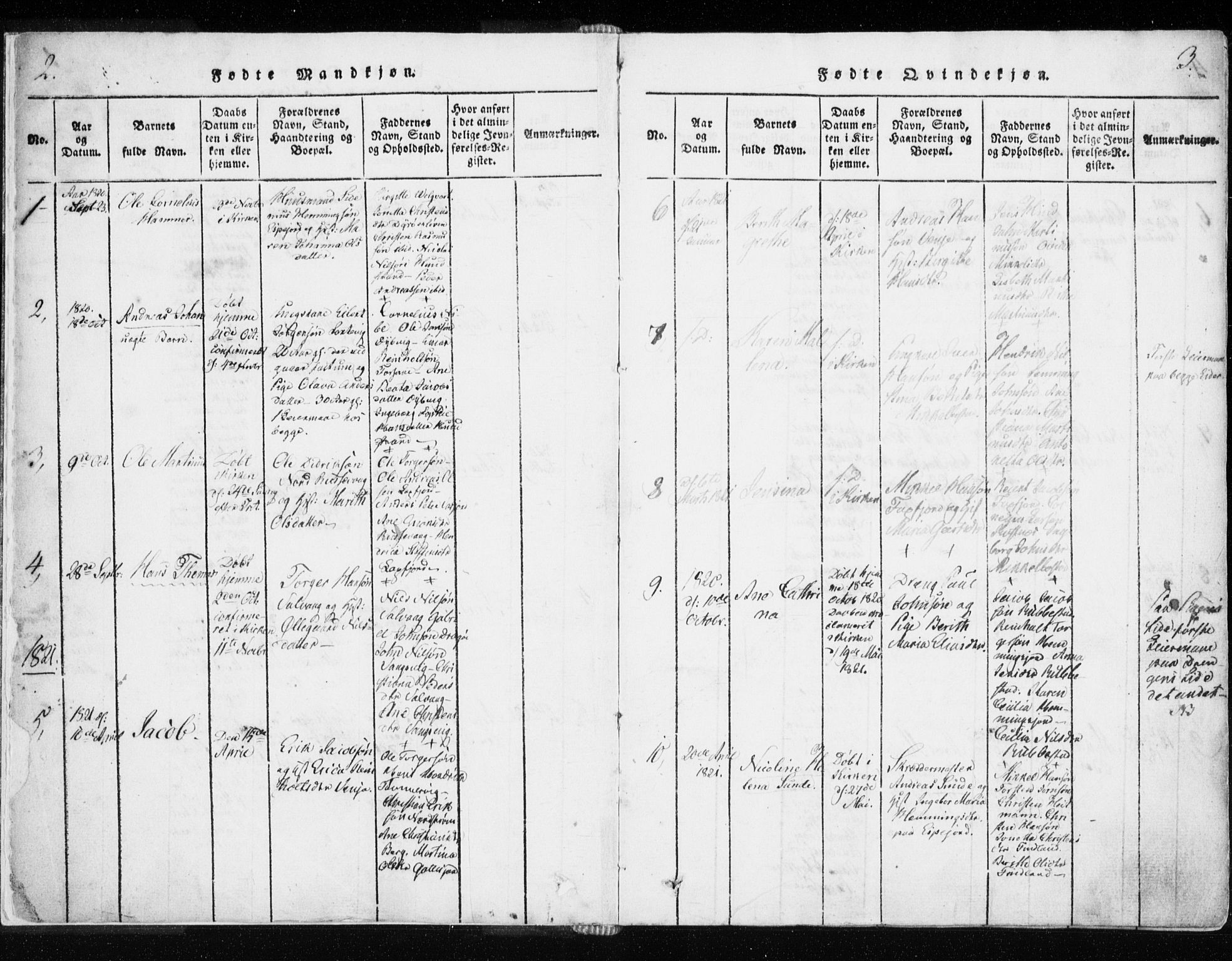Tranøy sokneprestkontor, SATØ/S-1313/I/Ia/Iaa/L0004kirke: Parish register (official) no. 4, 1820-1829, p. 2-3