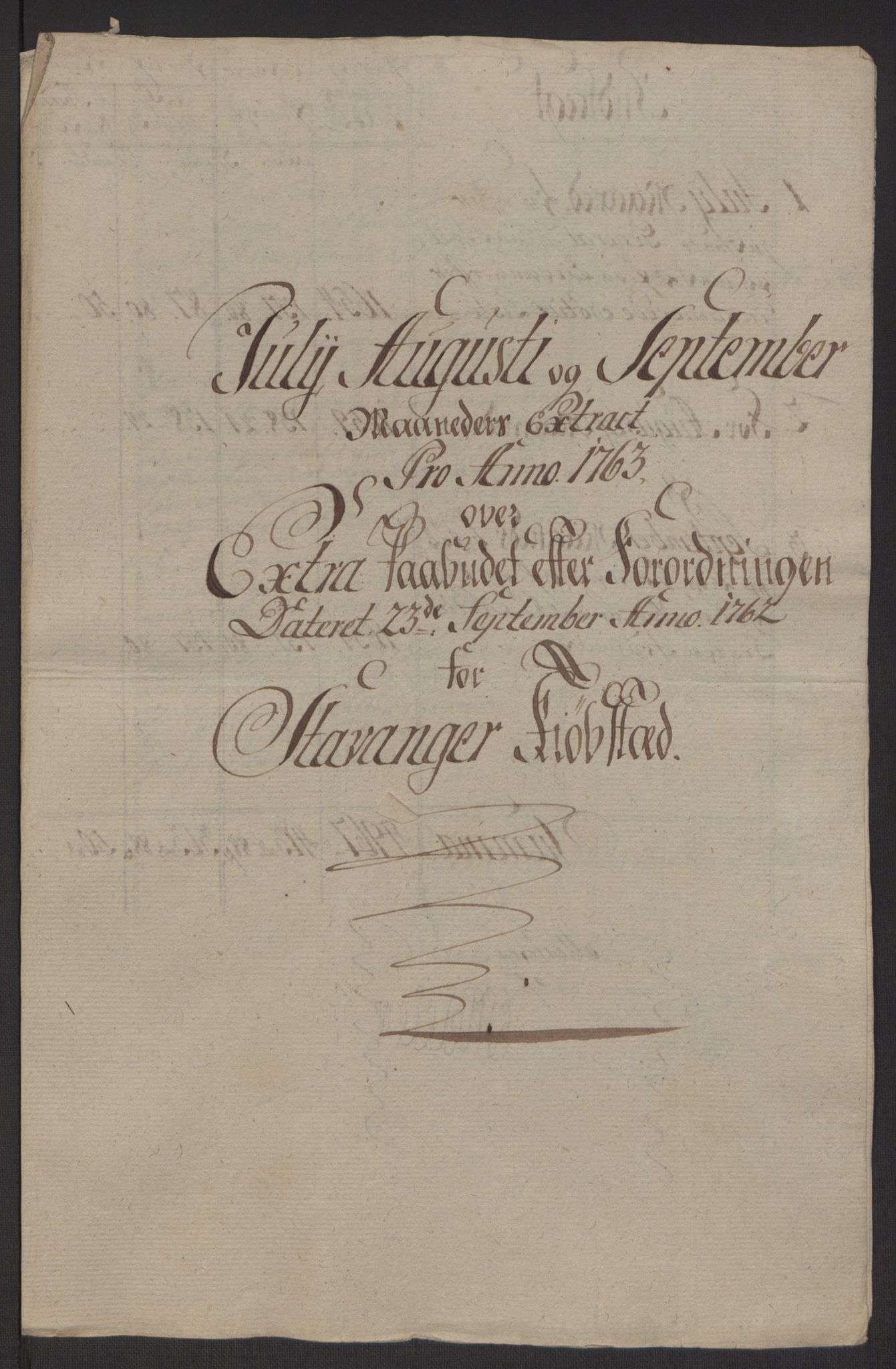 Rentekammeret inntil 1814, Reviderte regnskaper, Byregnskaper, AV/RA-EA-4066/R/Ro/L0305/0001: [O6] Kontribusjonsregnskap / Ekstraskatt, 1762-1768, p. 24